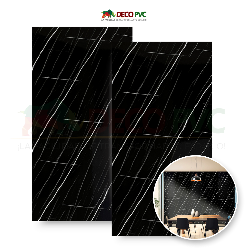 Pack 2 - Lámina Decorativa PVC - Black Aziza Mármol (3mm) / 1.22*2.44m