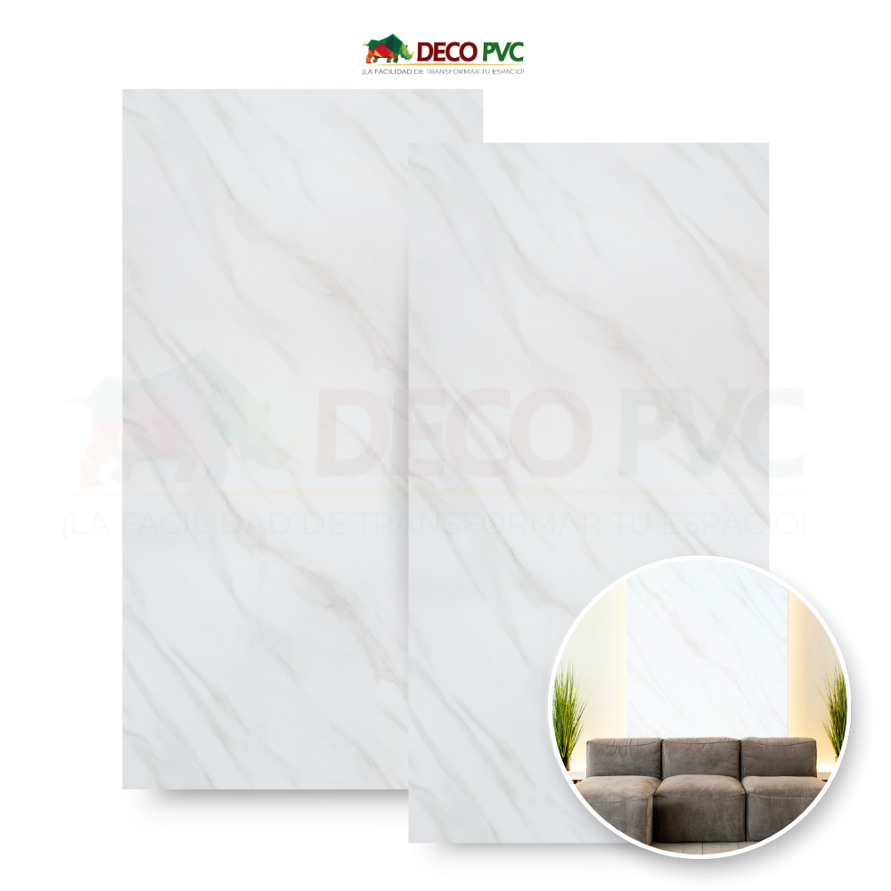 Pack 2 - Lámina Decorativa PVC - Classic White Mármol (3mm) / 1.22*2.44m
