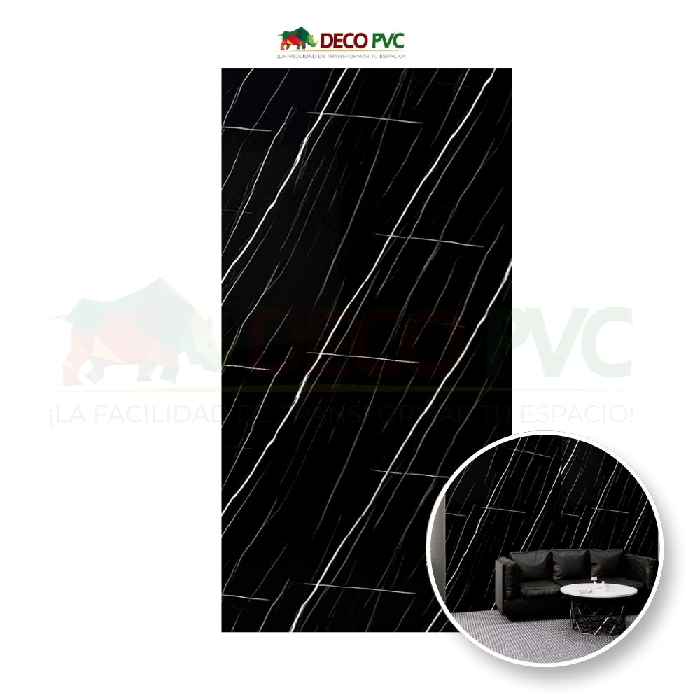 Lámina Decorativa PVC - Black Aziza Mármol (3mm) / 1.22*2.44m