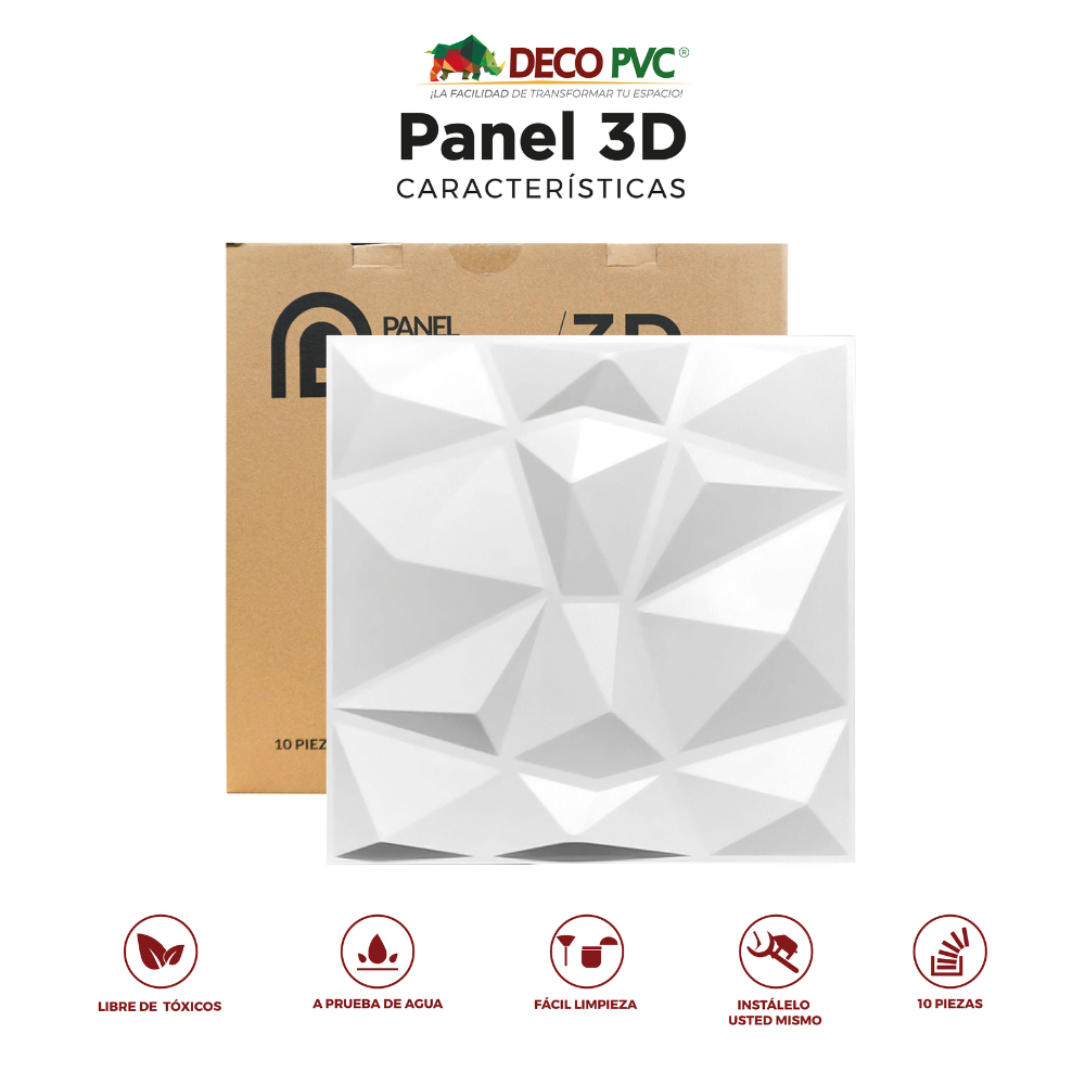 PANEL 3D -Cuarzo S050 / 10pzas / 50*50cm