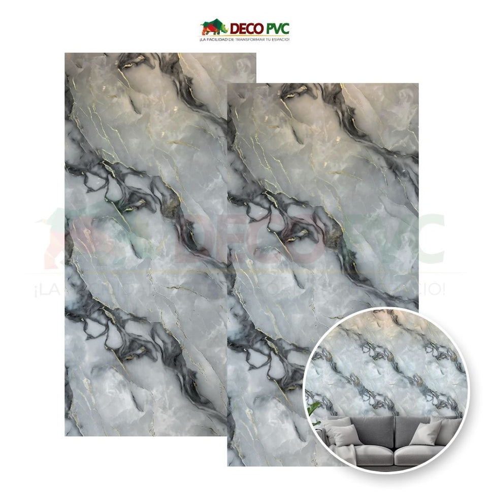Pack 2 - Lámina Decorativa PVC - Oro Gris Mármol (3mm) / 1.22*2.44m