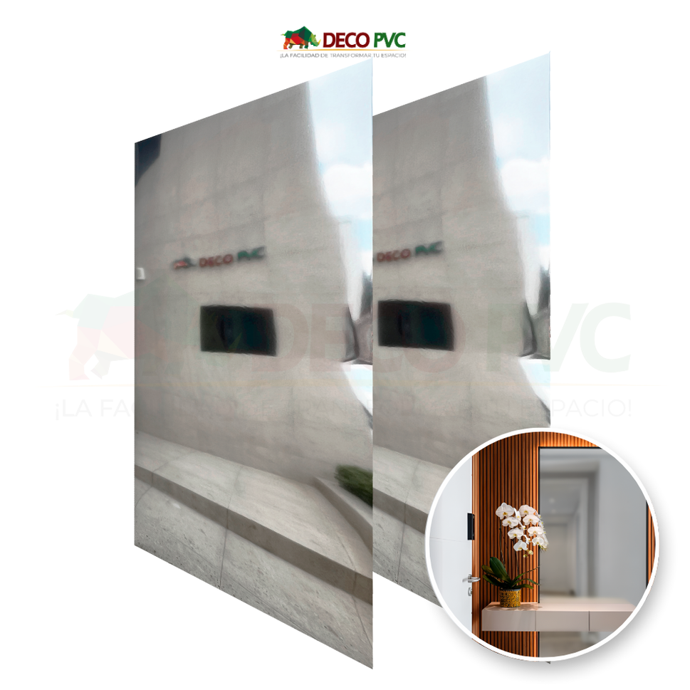 Pack 2 - Lámina Decorativa PVC - Plata Espejo (3mm) / 1.22*2.44m