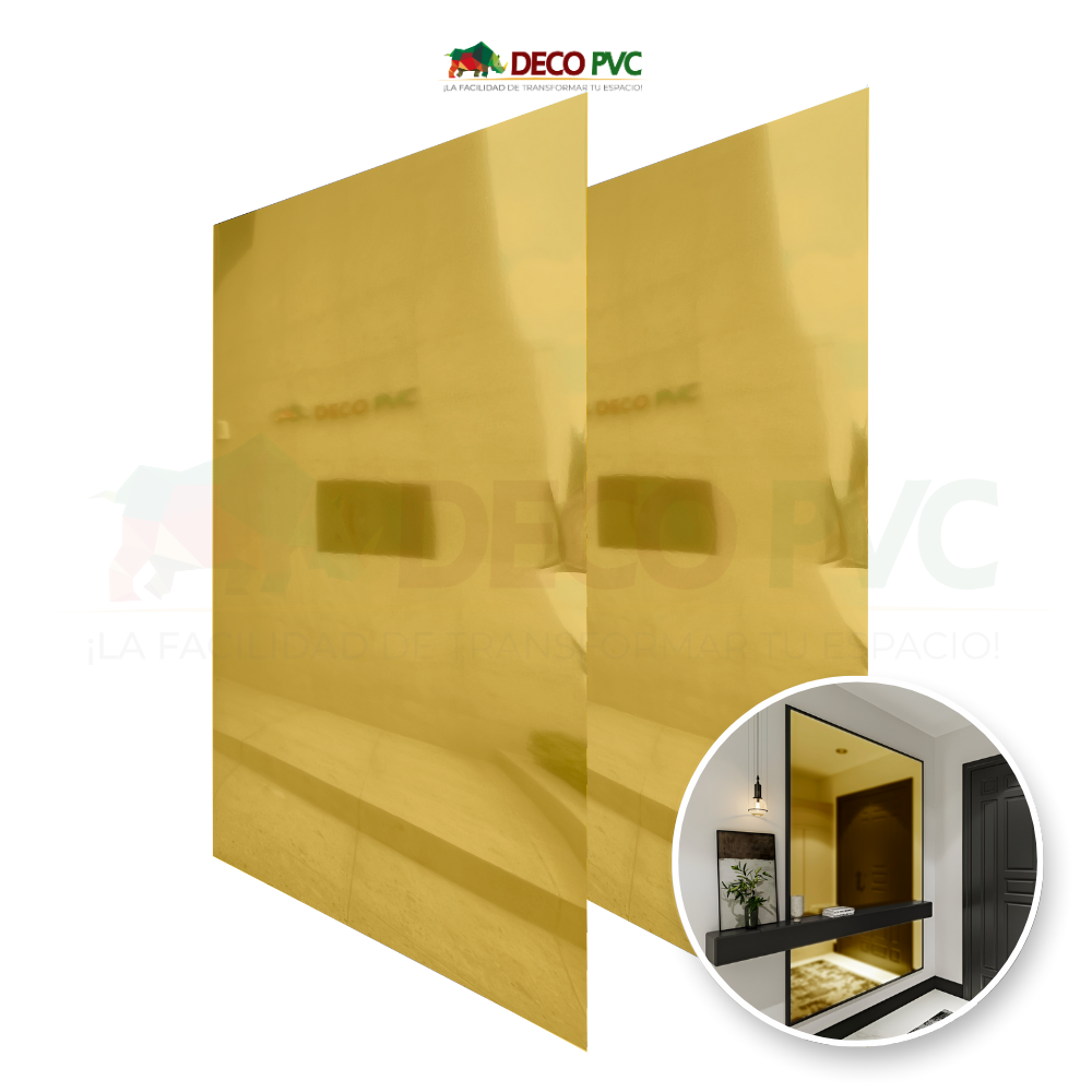Pack 2 - Lámina Decorativa PVC - Dorada Espejo (3mm) / 1.22*2.44m