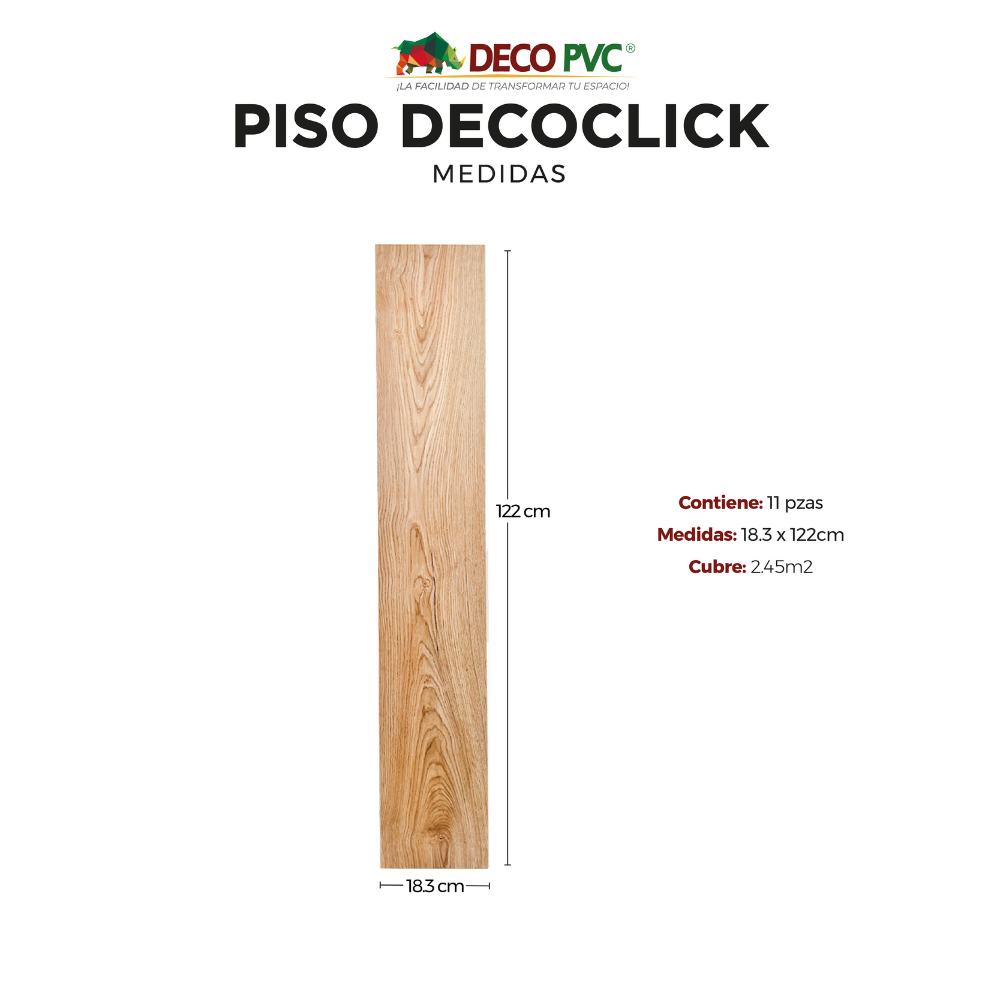 Piso SPC Decoclick / 11pzas / 18.3*122cm