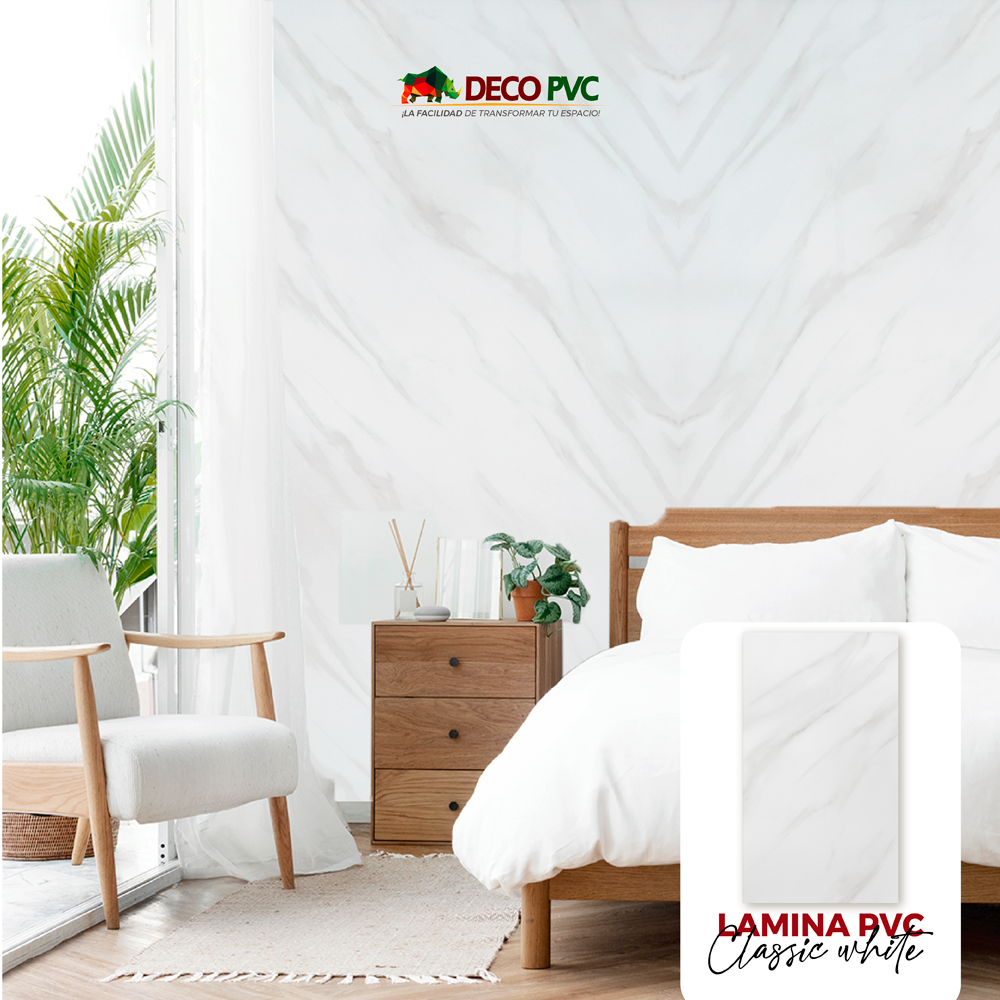 Pack 2 - Lámina Decorativa PVC - Classic White Mármol (3mm) / 1.22*2.44m