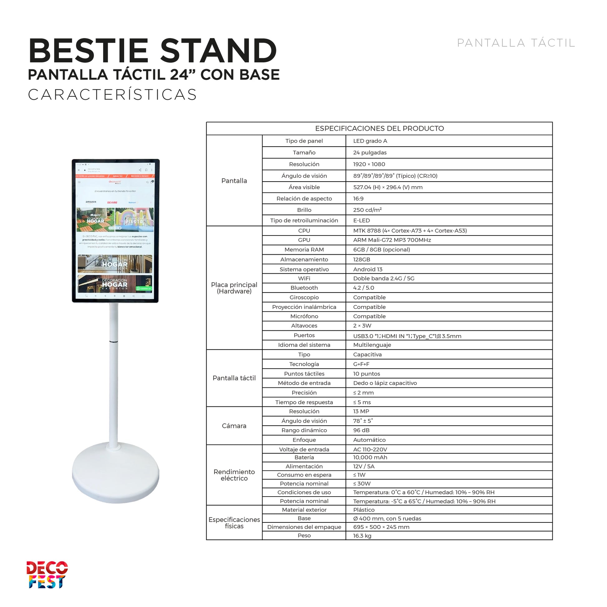 Bestie Stand - Pantalla Táctil 24” con Base