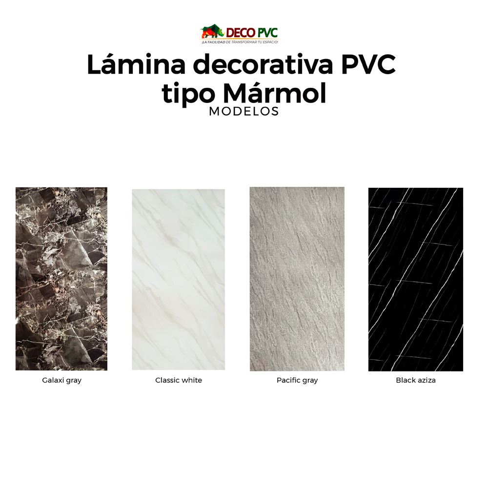 Lámina Decorativa PVC - Black Aziza Mármol (3mm) / 1.22*2.44m
