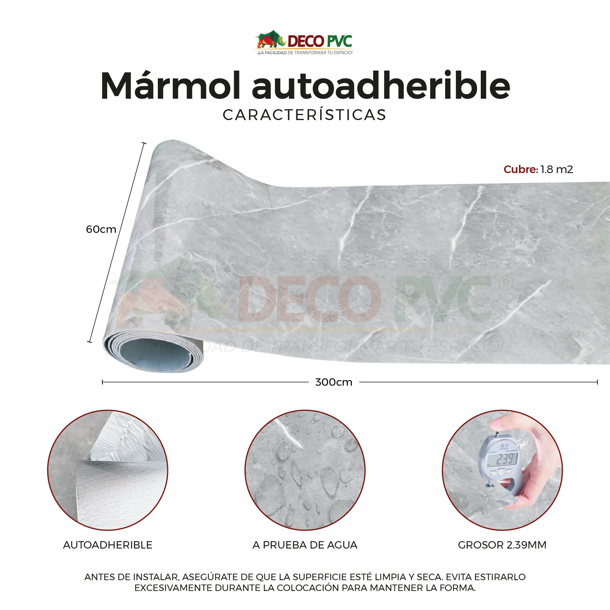 Mármol de PVC Autoadherible en rollo