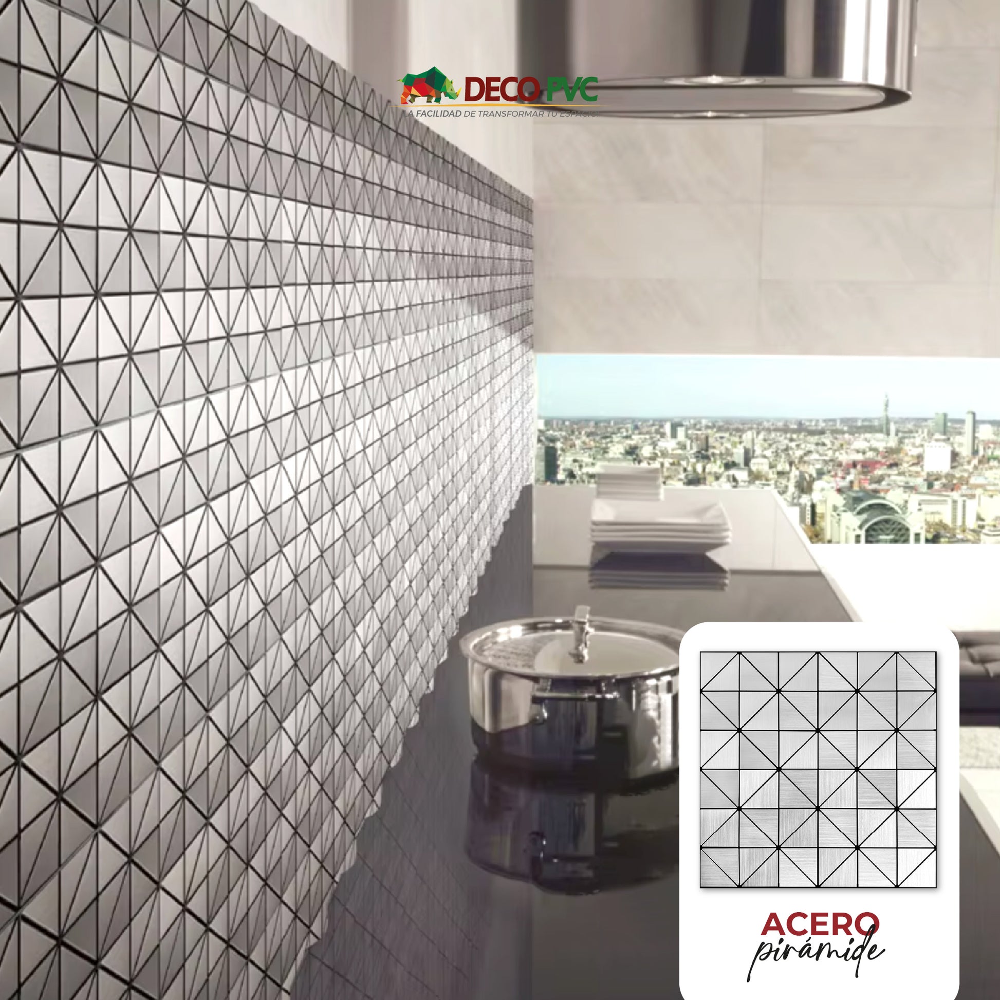 Mosaico Autoadherible Tipo Acero - DECOFILM® / 11pzas / 30*30cm