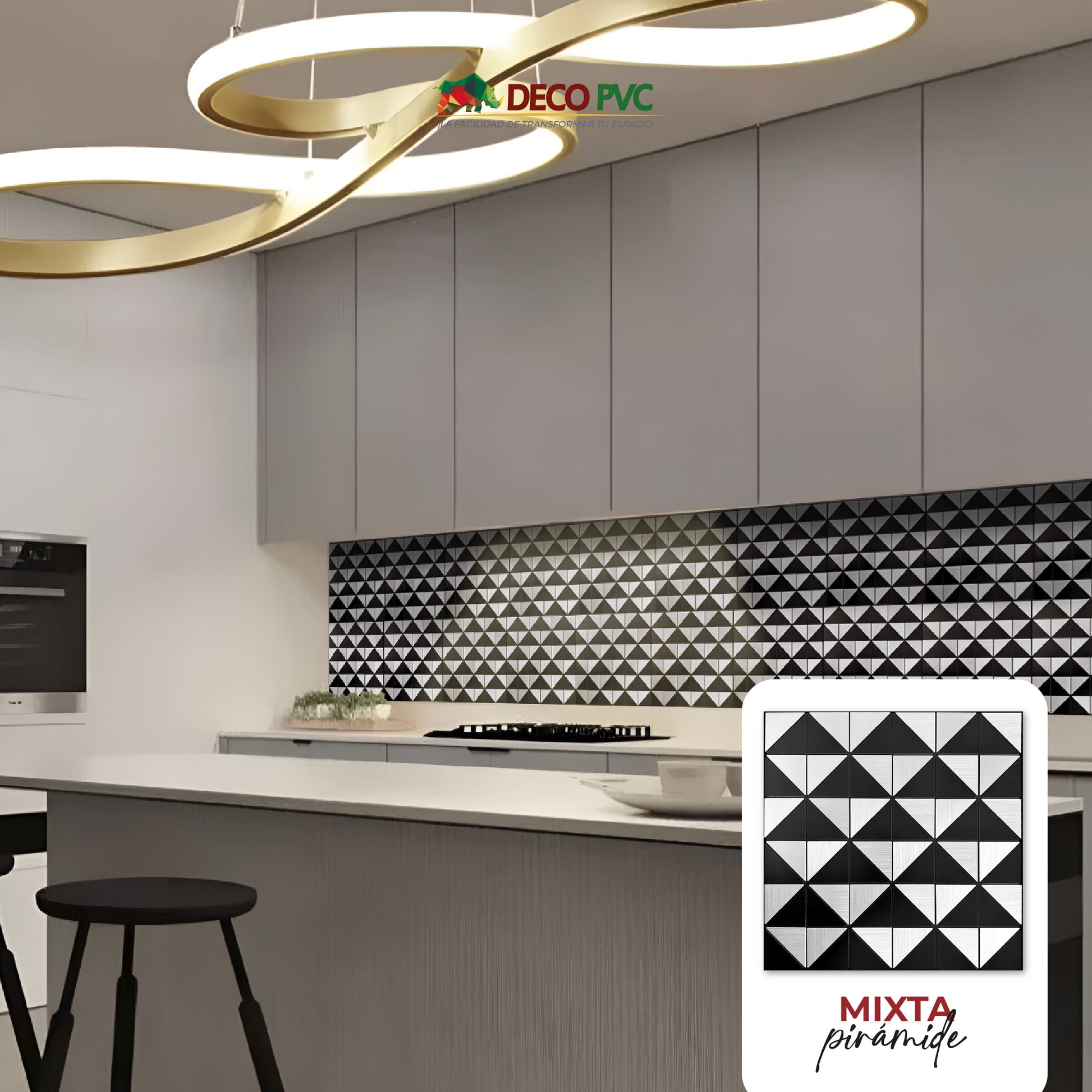 Mosaico Autoadherible Tipo Acero - DECOFILM® / 11pzas / 30*30cm