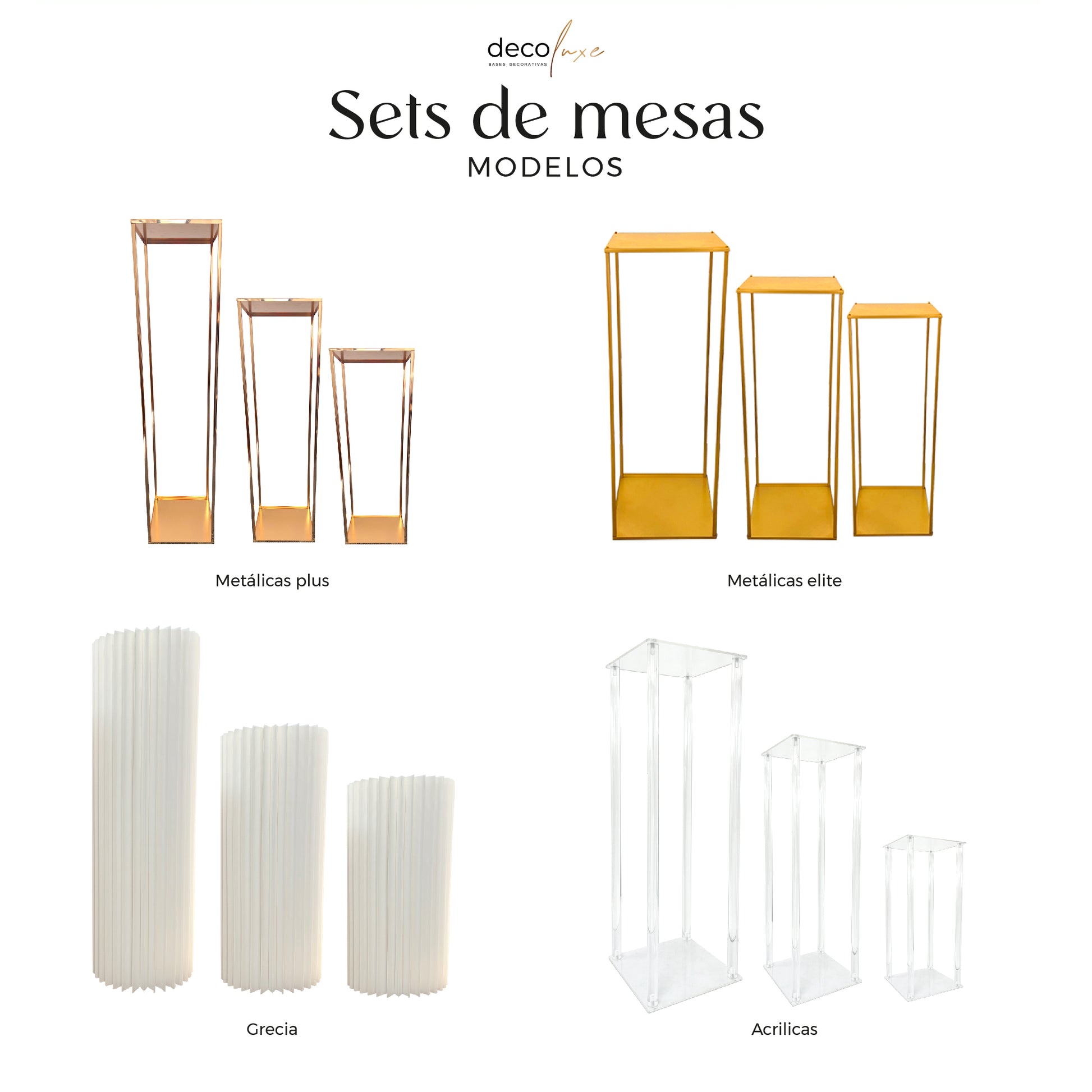 Set de 3 Mesas Metálicas Elite - Decoluxe