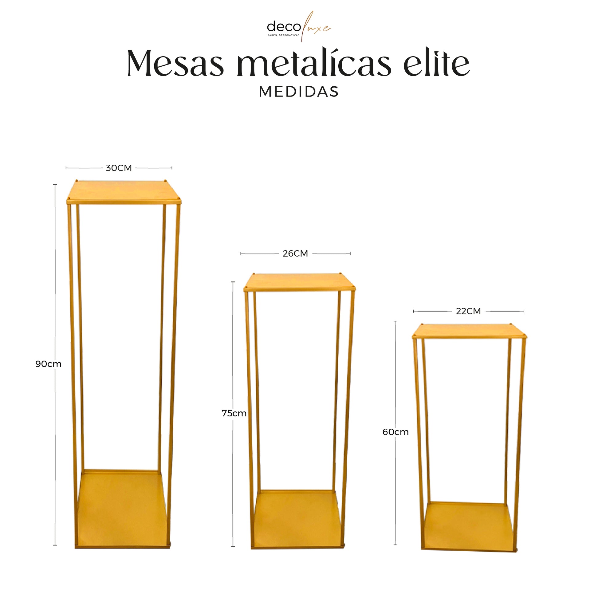 Set de 3 Mesas Metálicas Elite - Decoluxe