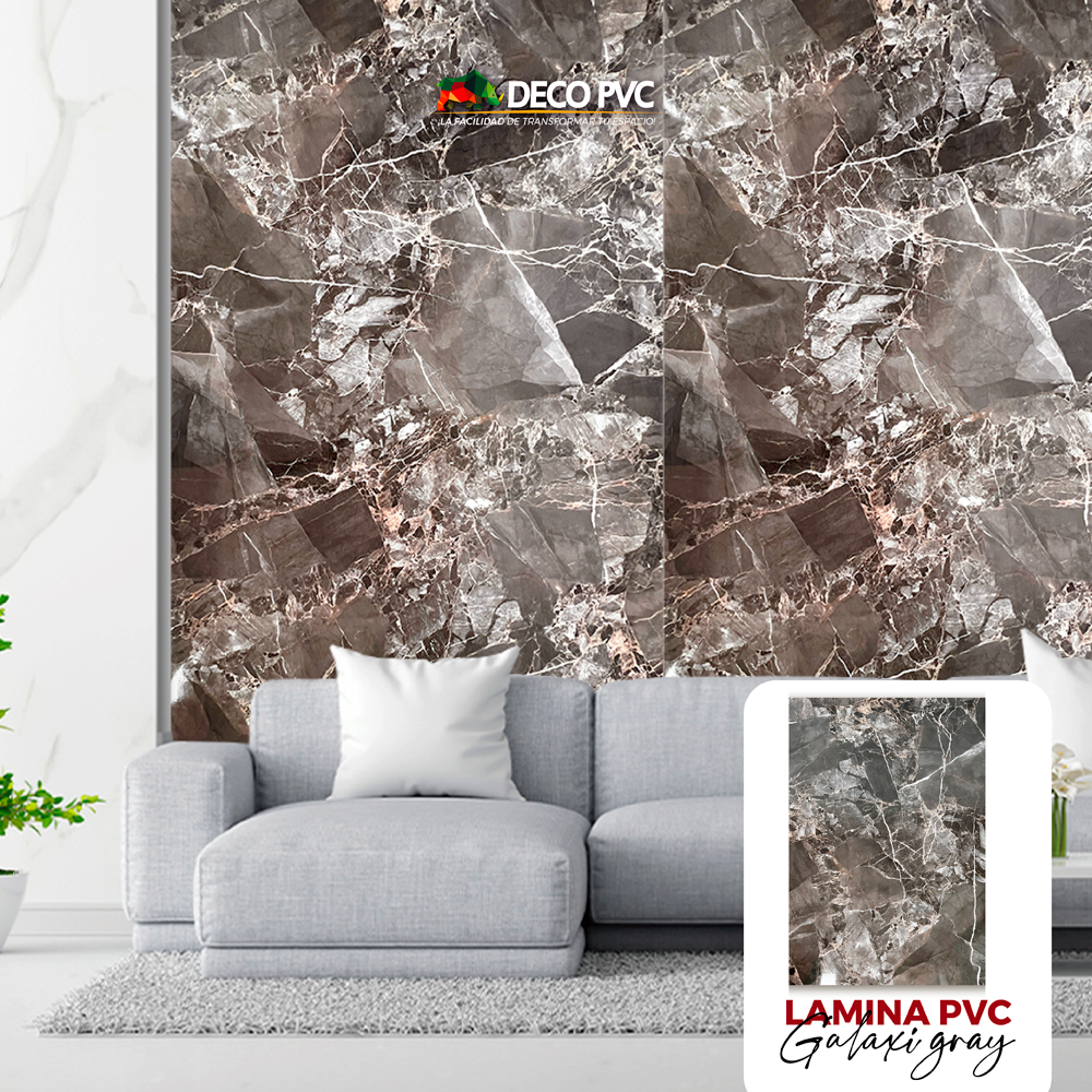 Lámina Decorativa PVC - Galaxy Gray Mármol (3mm) / 1.22*2.44m
