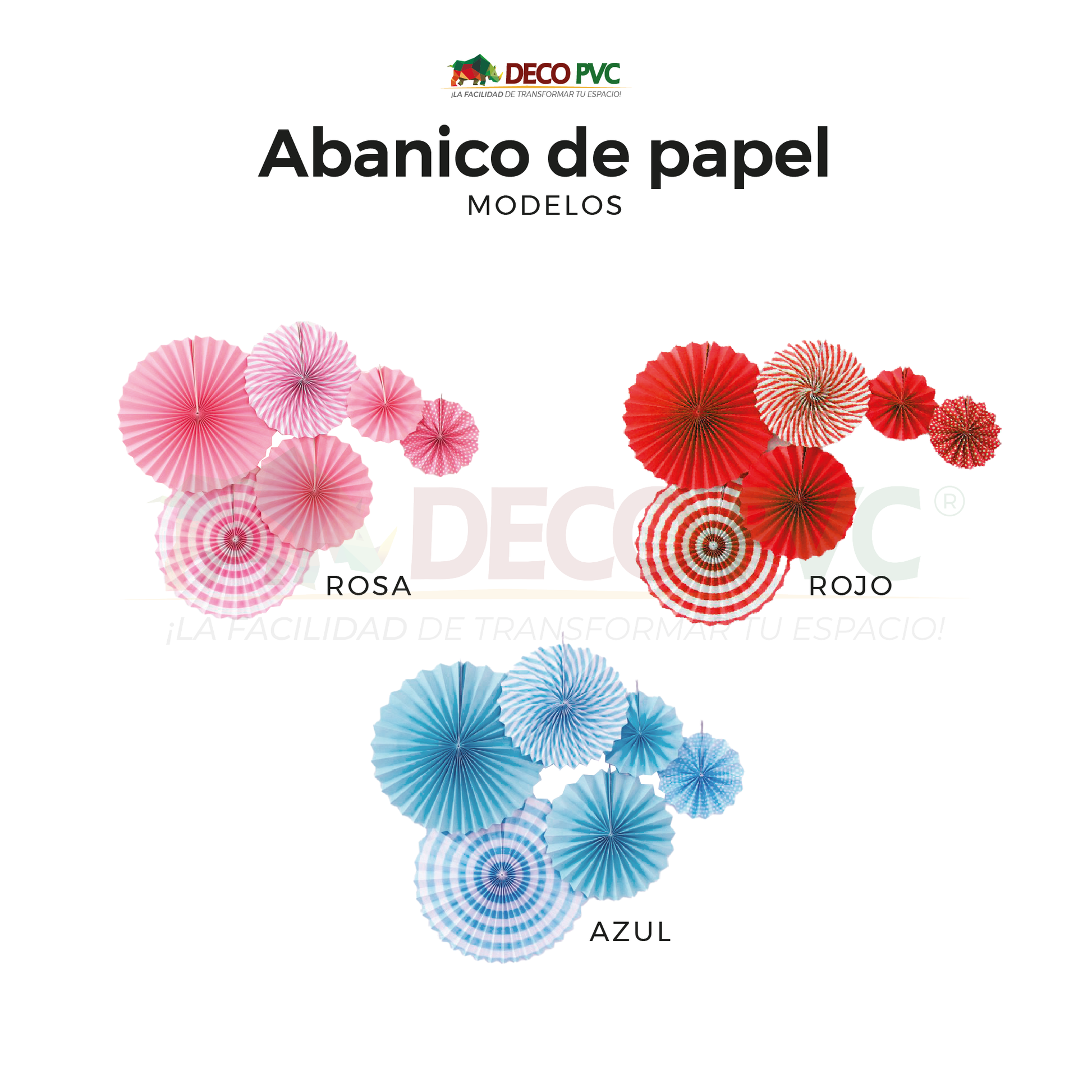 Colgantes - Abanicos de papel / 6pzas