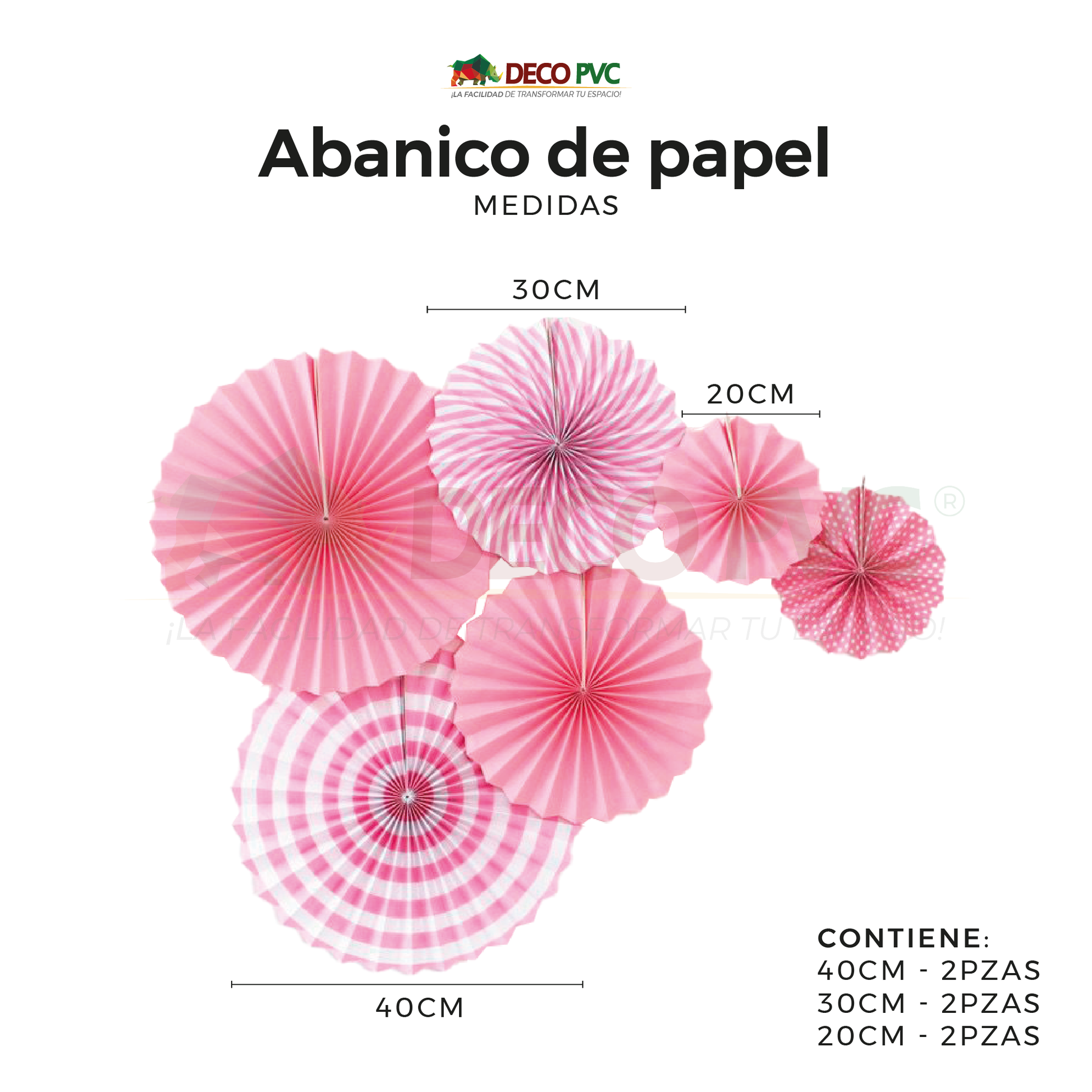 Colgantes - Abanicos de papel / 6pzas