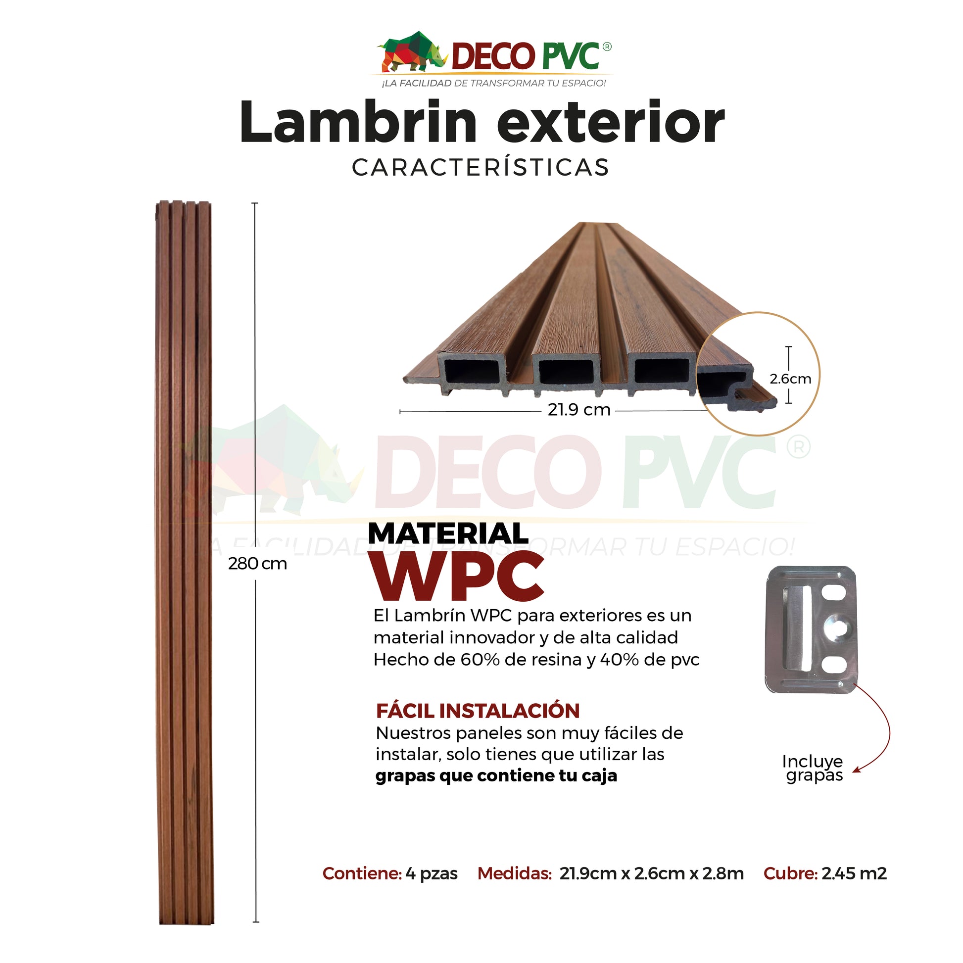 Lambrin Exterior / 4pzas / 21.9*280cm