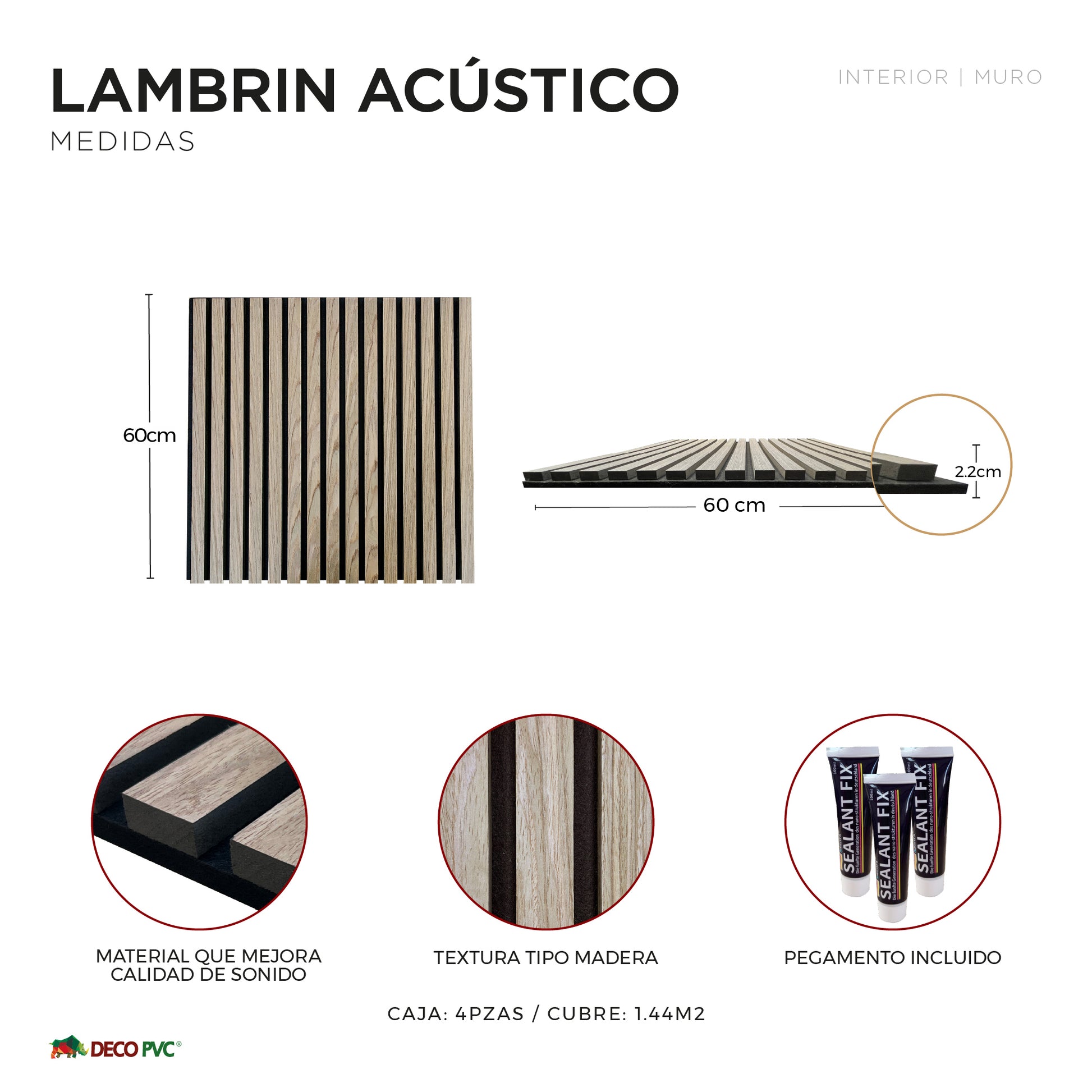 Lambrin acústico / 4pzas / 60*60cm