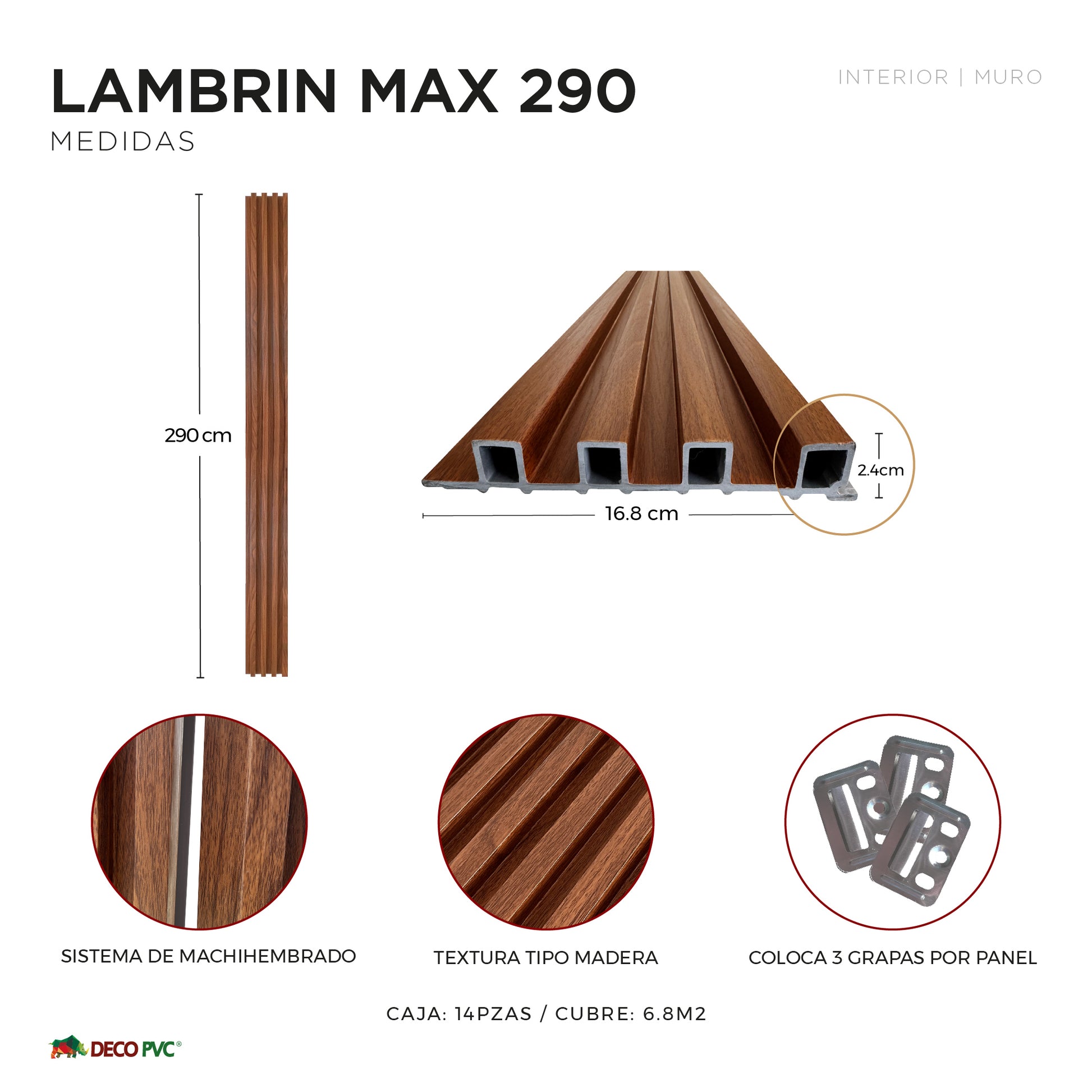 Lambrin Max 290 - Decoslat / 14pzas / 16.8*2.4*290cm