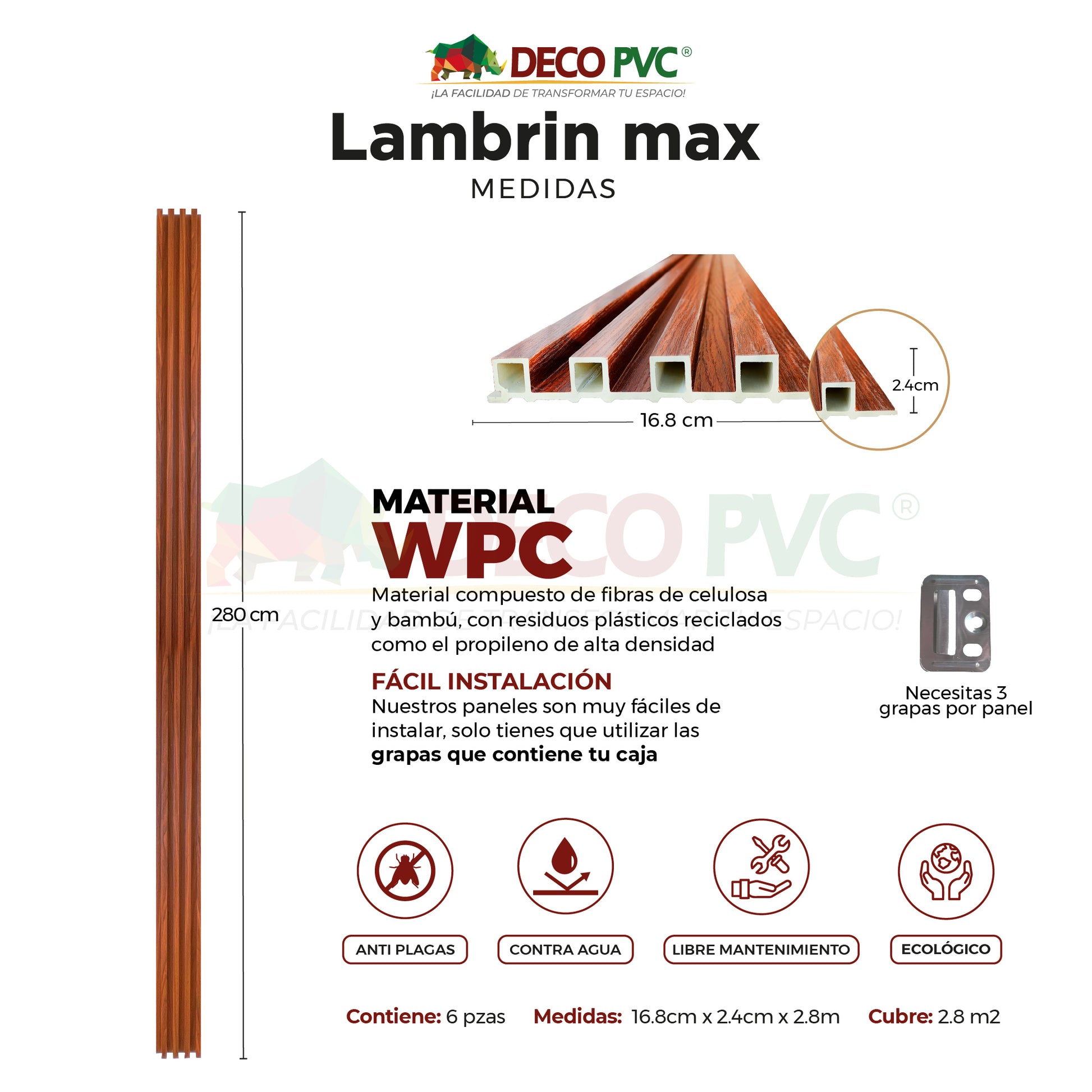 Lambrin Max - Decoslat / 6pzas / 16.8*280cm