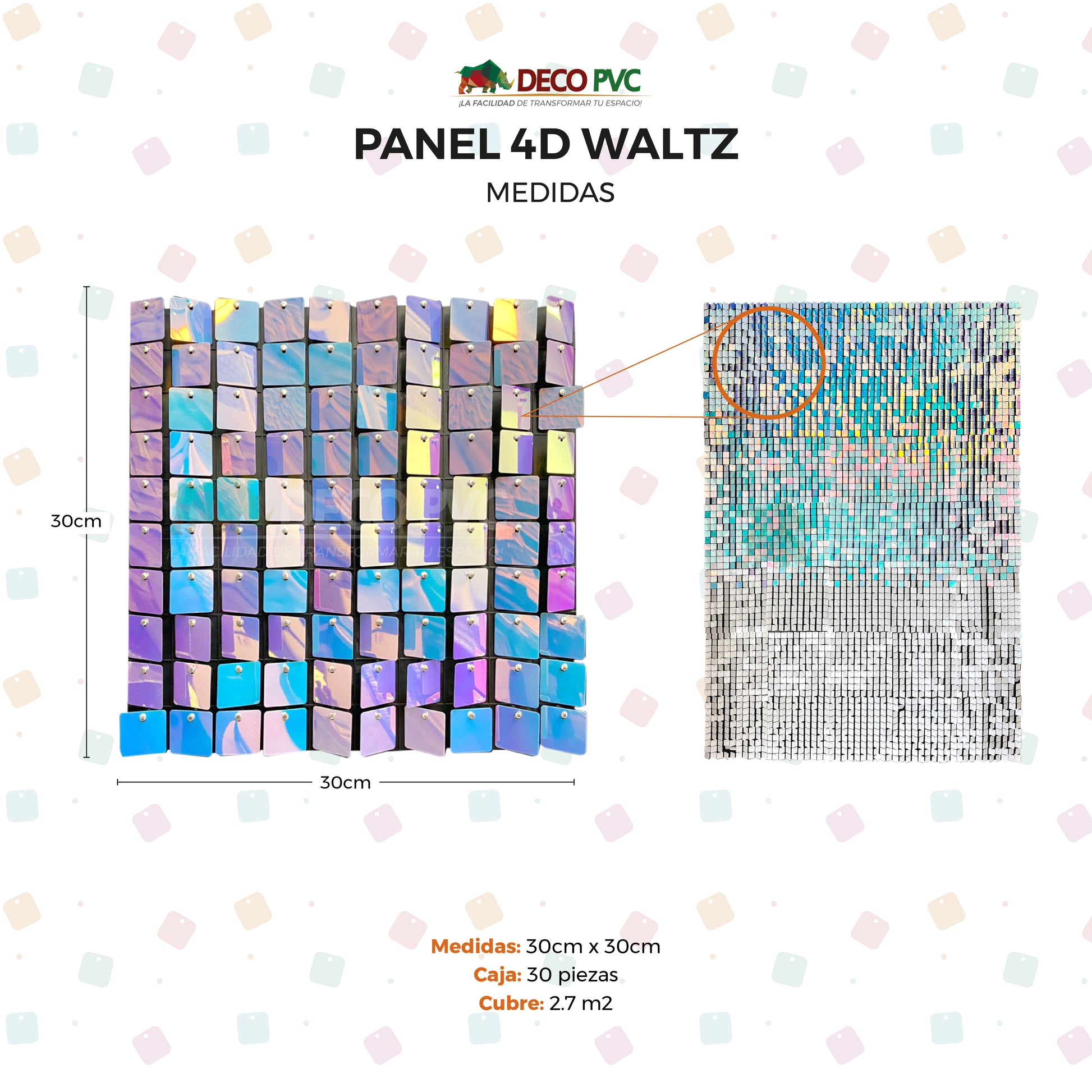 Panel 4D Degradado - Cotton Candy Waltz / 30pzas / 30*30cm