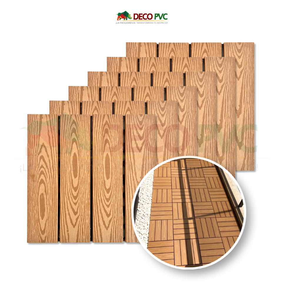 Deck piso para jardín / 6pzas /30*30Madera Natural