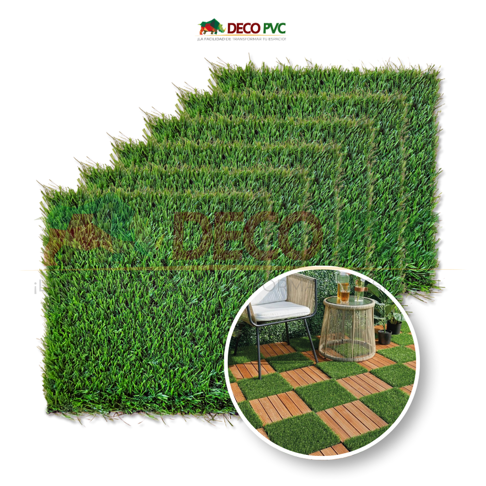 Deck piso para jardín / 6pzas /30*30Pasto Sintetico