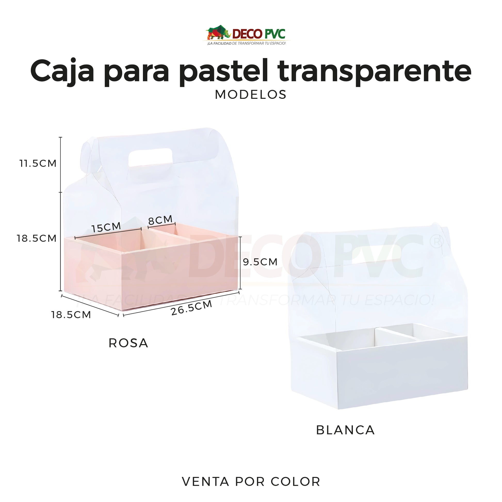 Set de cajas para pastel transparente / 5pzas