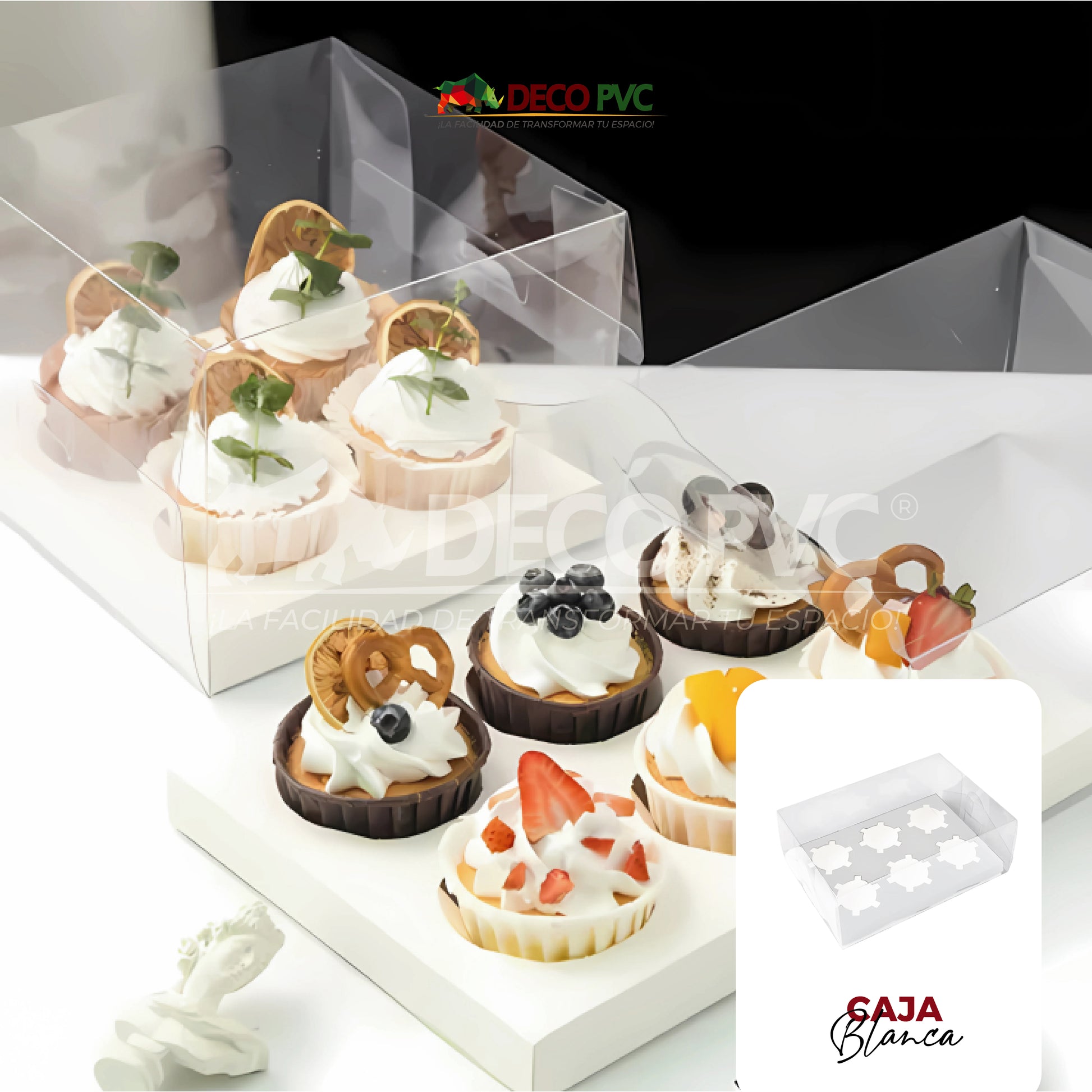 Set de cajas para cupcake transparente / 5pzas