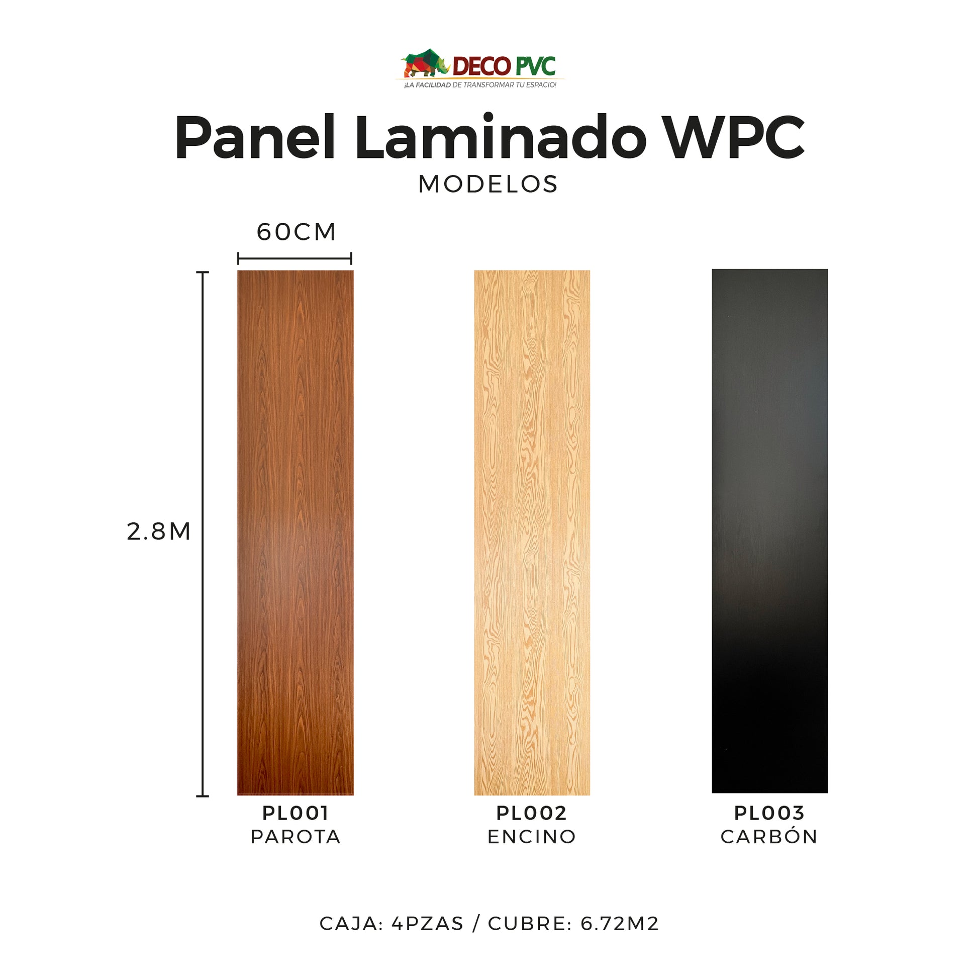Panel Laminado WPC / 4pzas / 60*280cm
