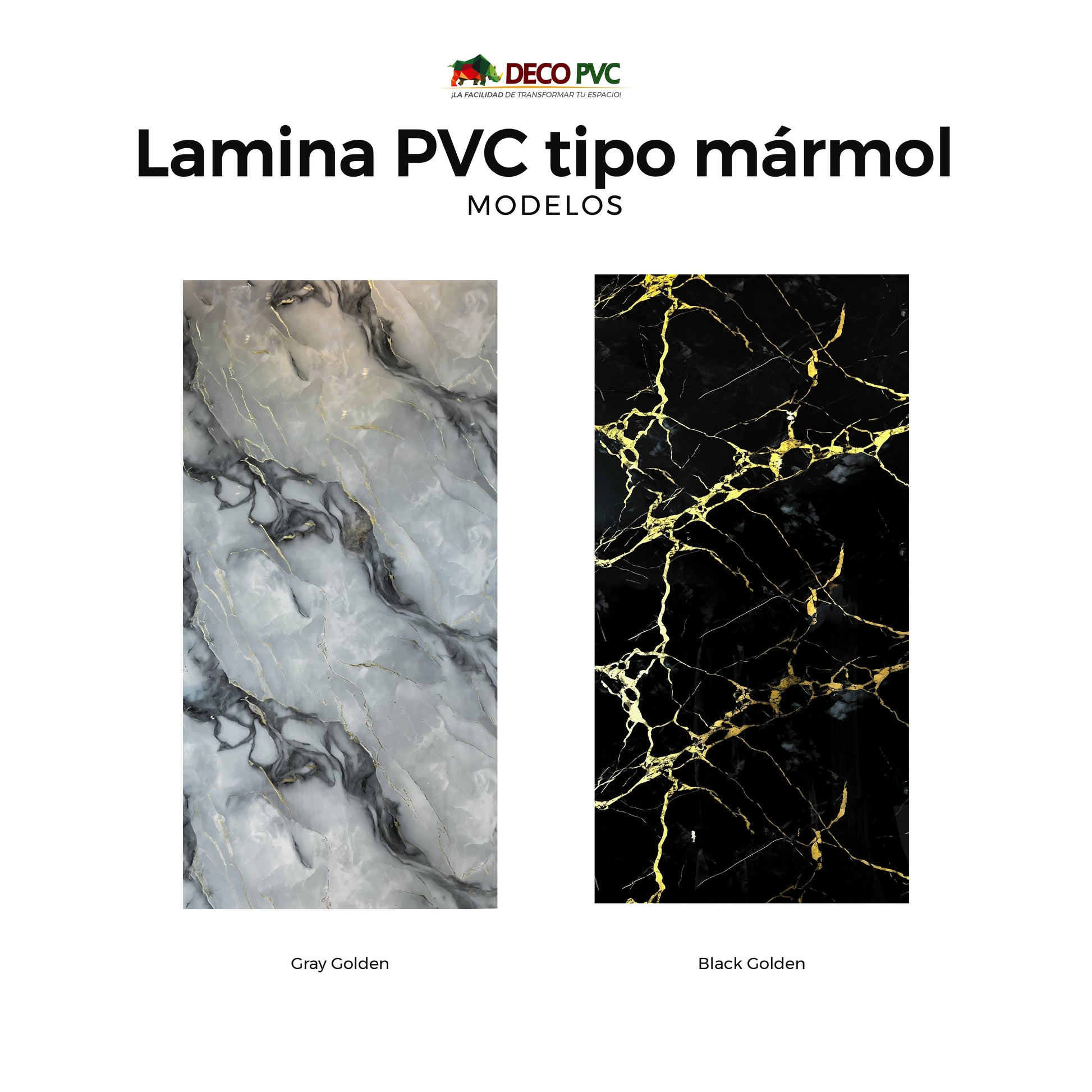 Pack 2 - Lámina Decorativa PVC - Oro Gris Mármol (3mm) / 1.22*2.44m