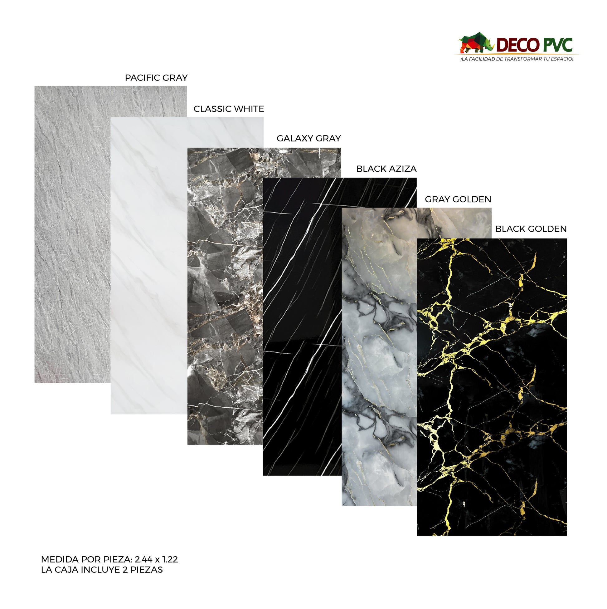 Pack 2 - Lámina Decorativa PVC - Classic White Mármol (3mm) / 1.22*2.44m