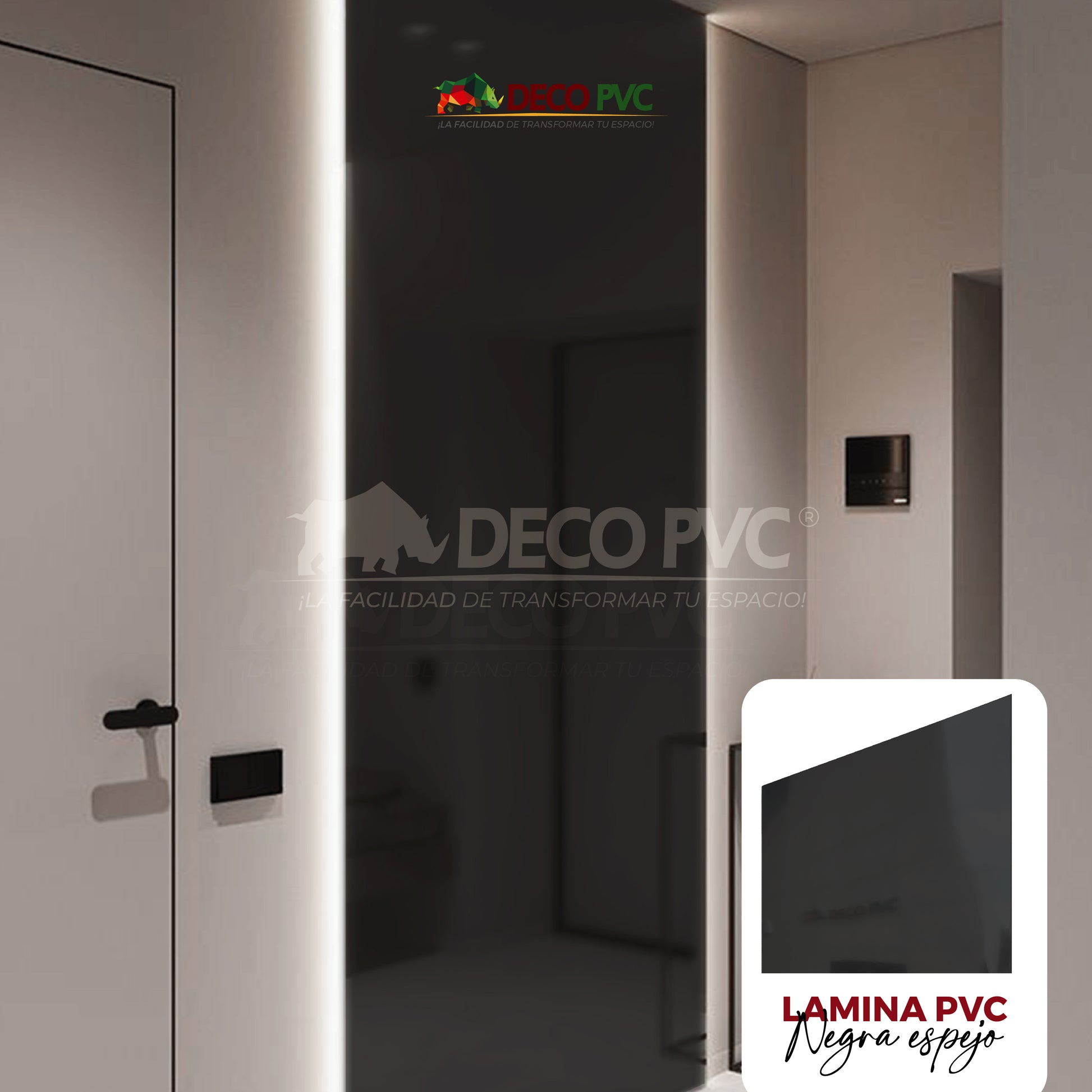 Pack 2 - Lámina Decorativa PVC - Negra Espejo (3mm) / 1.22*2.44m