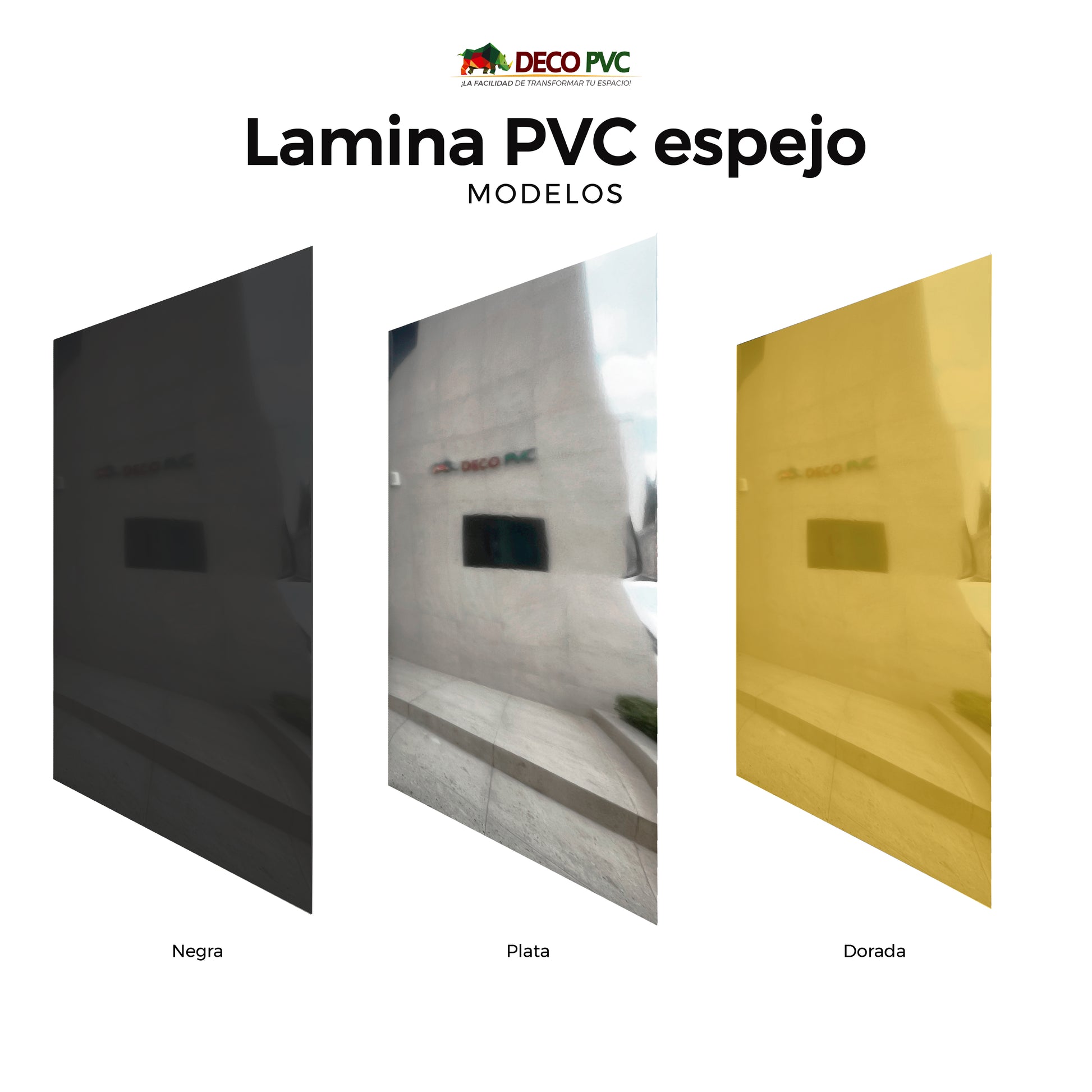 Pack 2 - Lámina Decorativa PVC - Plata Espejo (3mm) / 1.22*2.44m