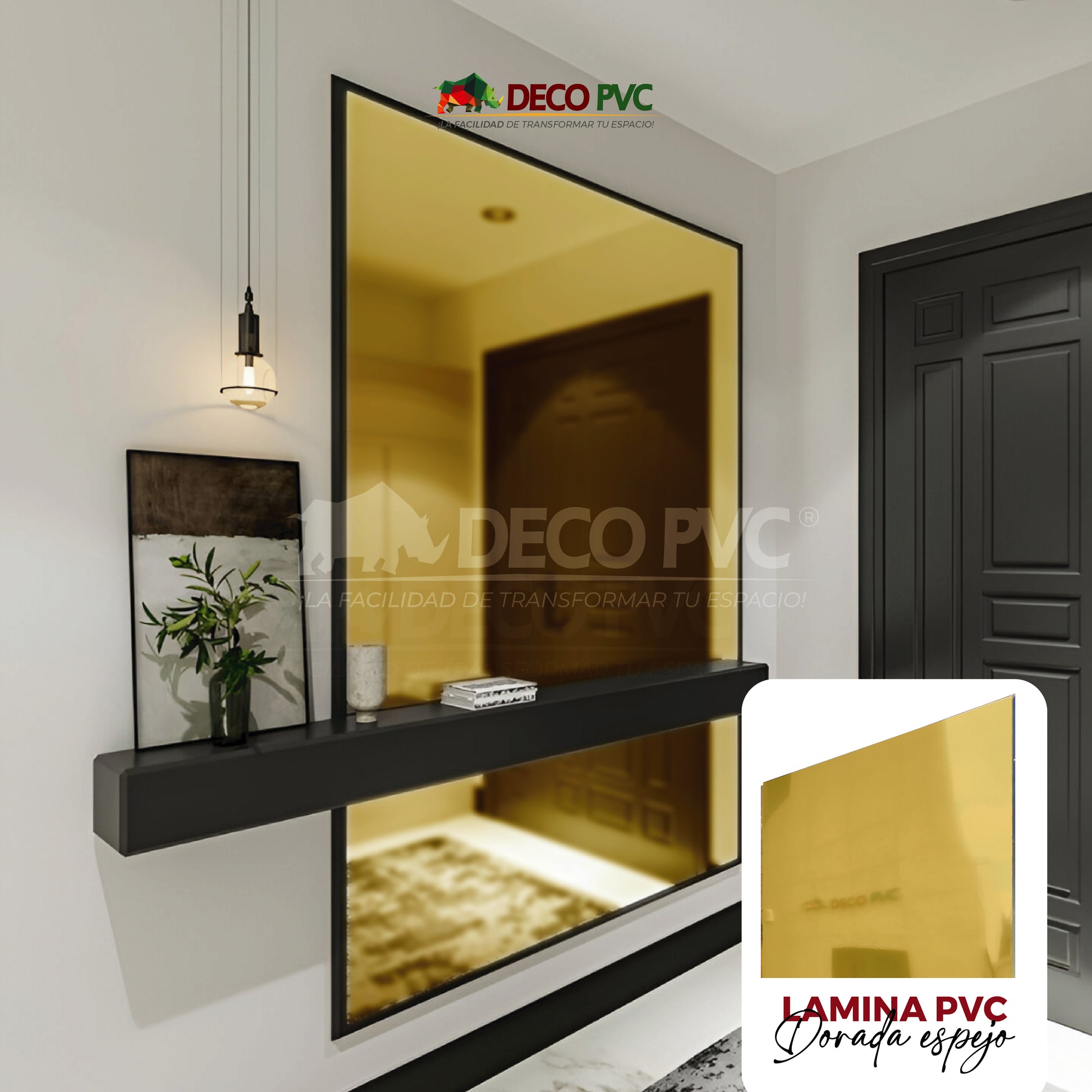 Pack 2 - Lámina Decorativa PVC - Dorada Espejo (3mm) / 1.22*2.44m