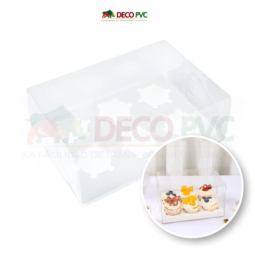Set de cajas para cupcake transparente / 5pzasBlanca