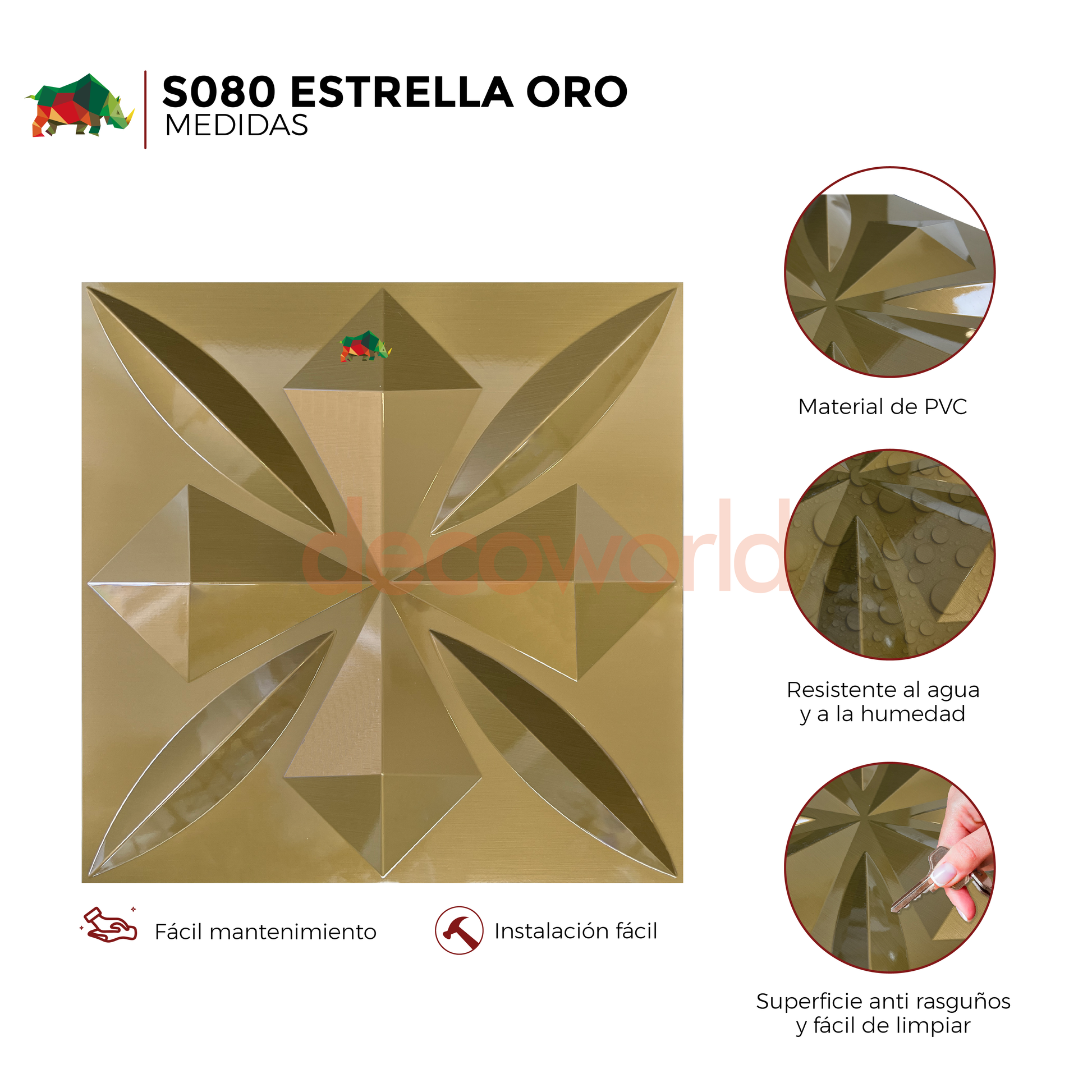 PANEL 3D - Estrella S080 / 10pzas / 50*50cm
