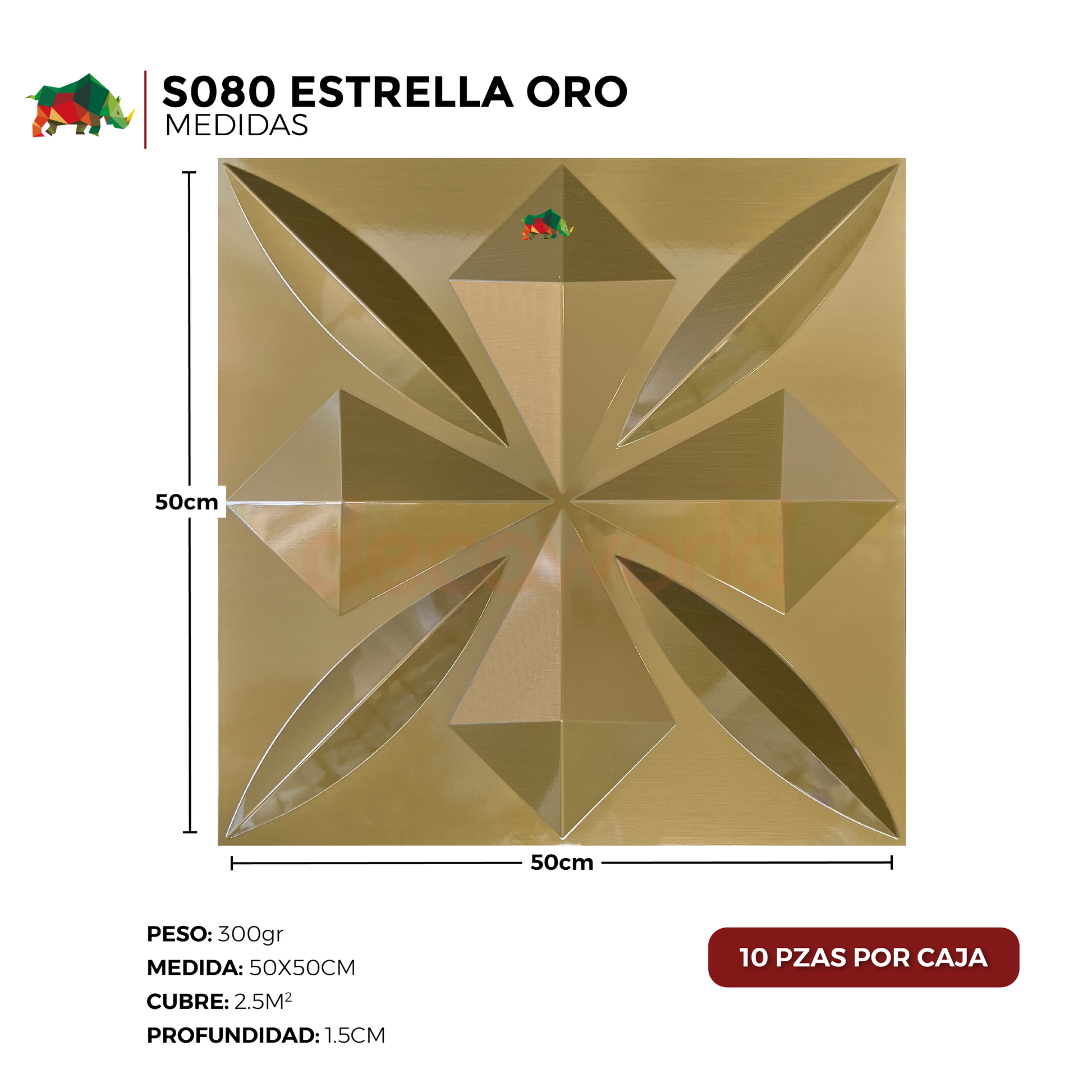 PANEL 3D - Estrella S080 / 10pzas / 50*50cm