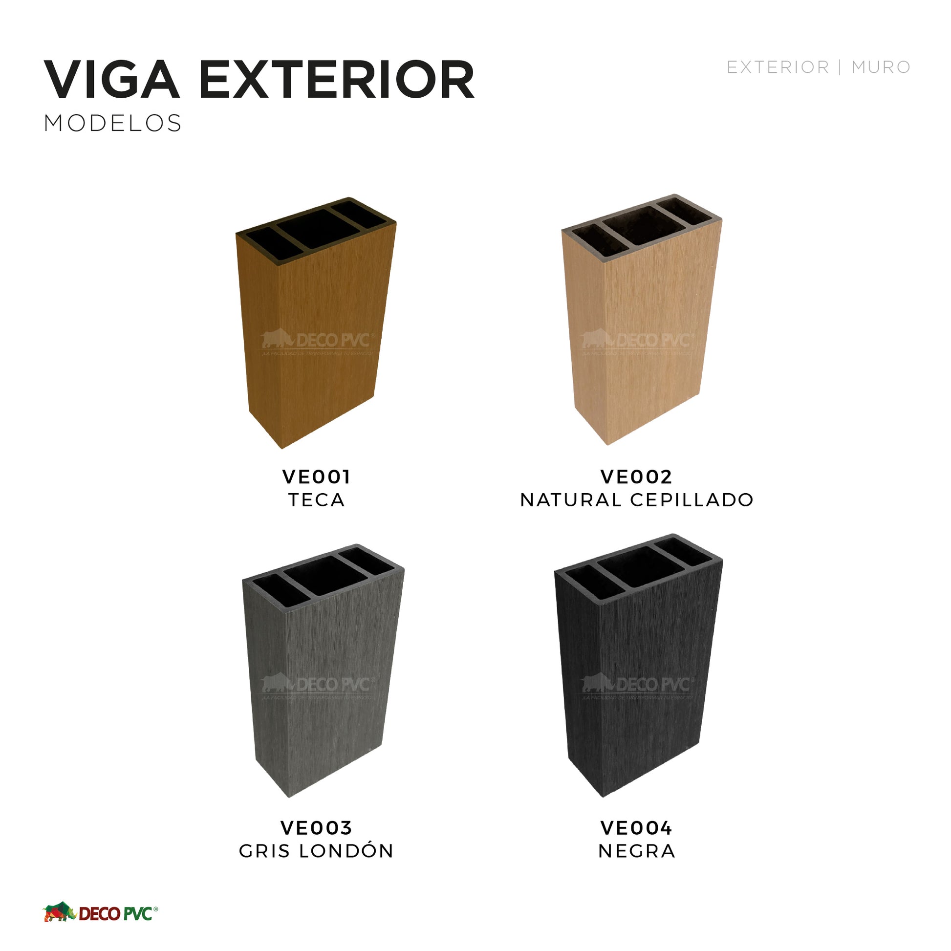 Viga para Exterior WPC / 4pzas / 5*10*280cm