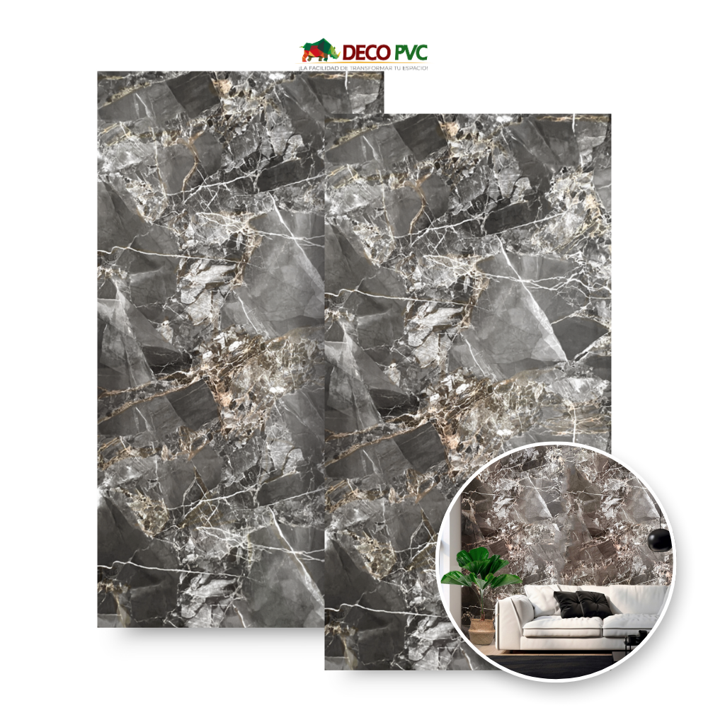 Pack 2 - Lámina Decorativa PVC - Galaxy Gray Mármol (3mm) / 1.22*2.44m