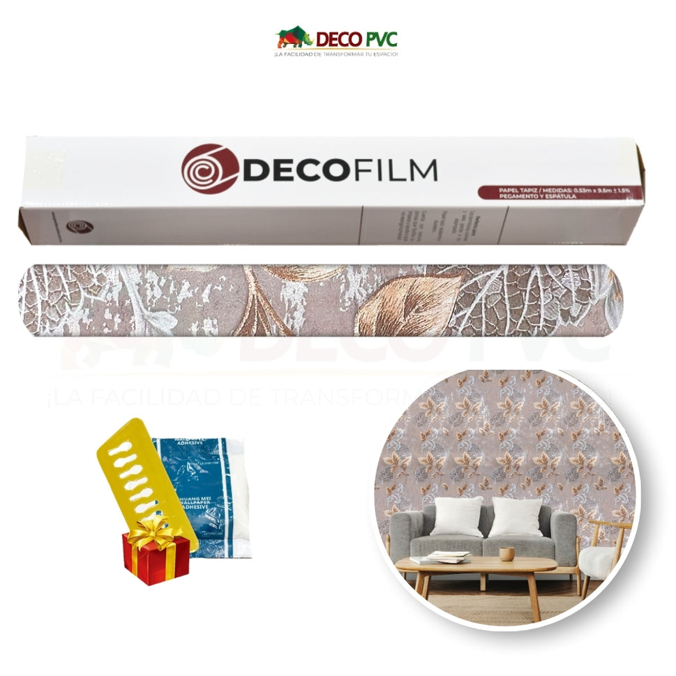 Papel Tapiz Floral Europeo - DECOFILM® / 1 rollo / 0.53*9.5mDorado