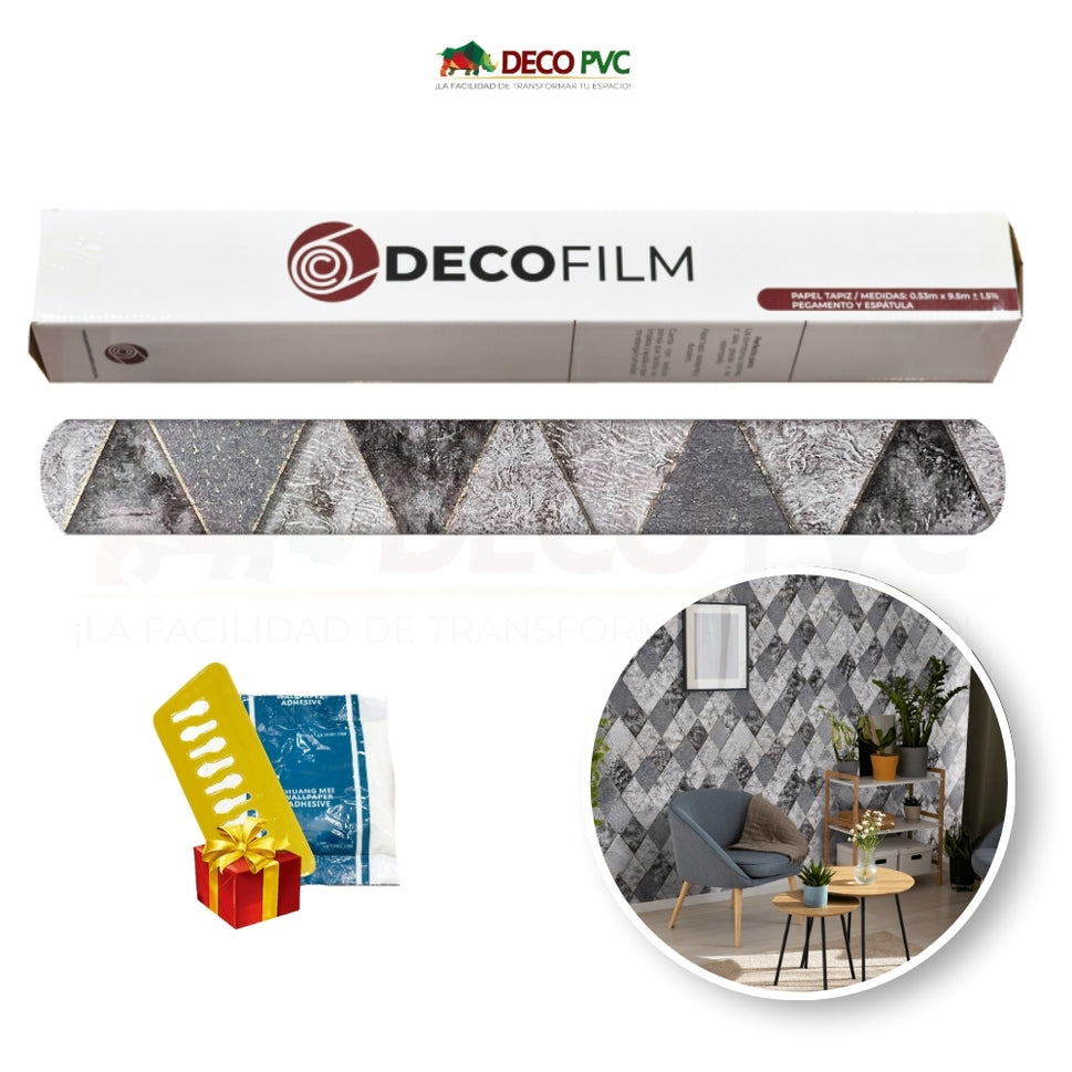 Papel Tapiz Rombos - DECOFILM® / 1 rollo / 0.53*9.5mGris azulado