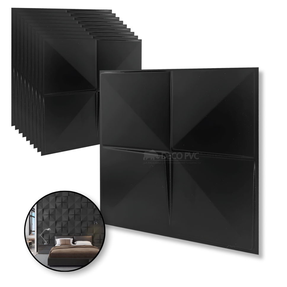 PANEL 3D -Cuadros S040 / 10pzas / 50*50cmNEGRO/BLACK
