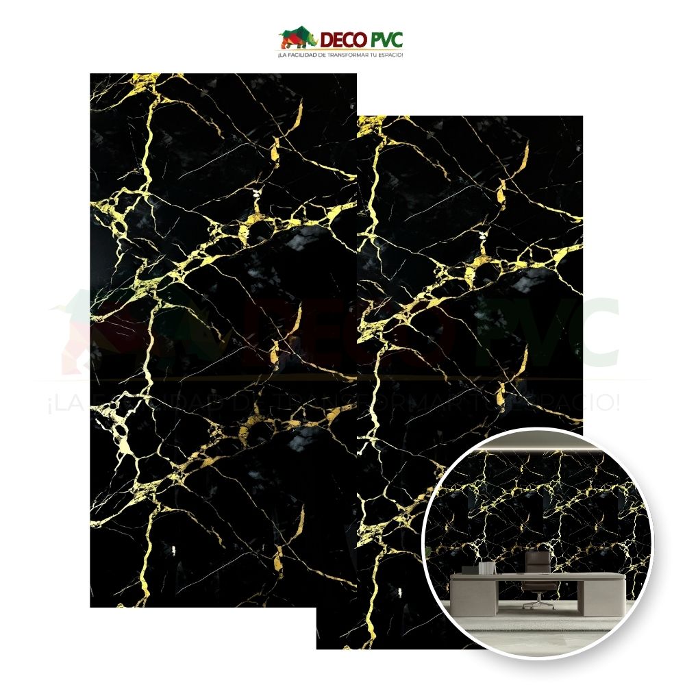Pack 2 - Lámina Decorativa PVC - Oro Negra Mármol (3mm) / 1.22*2.44m