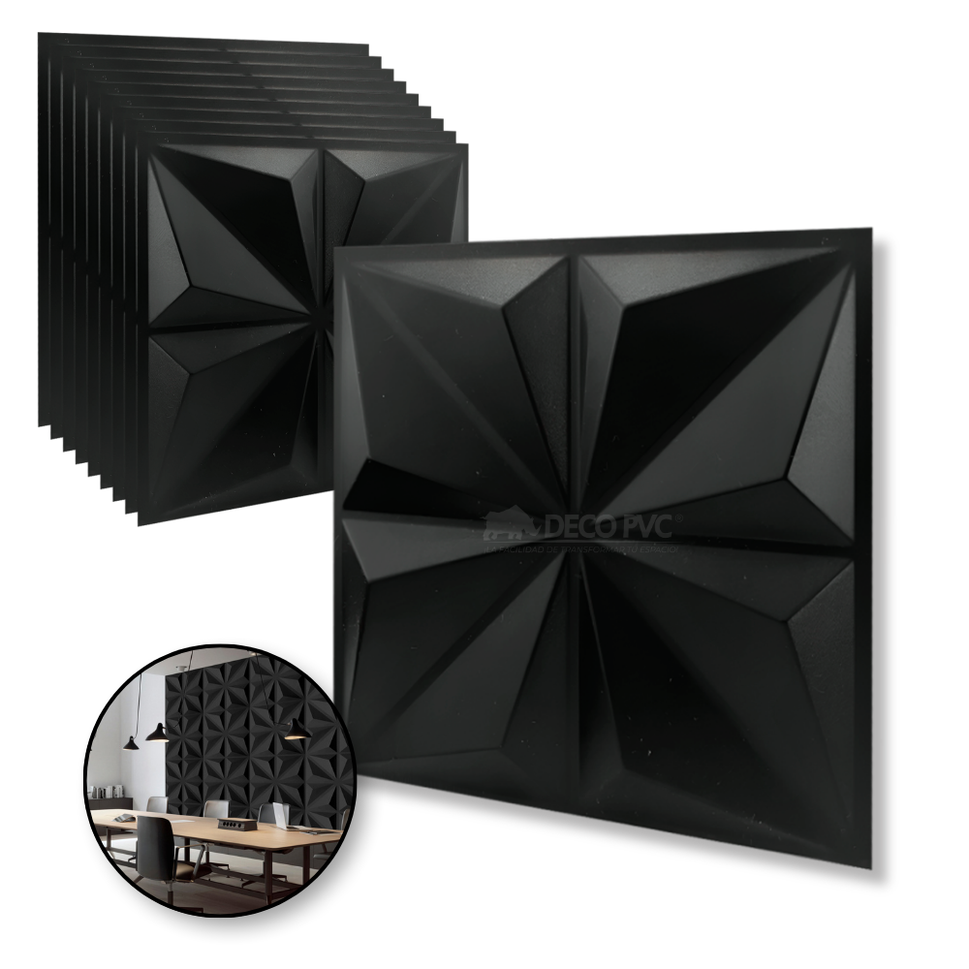 PANEL 3D - Triángulo S032 / 10pzas / 50*50cmNegro/Black