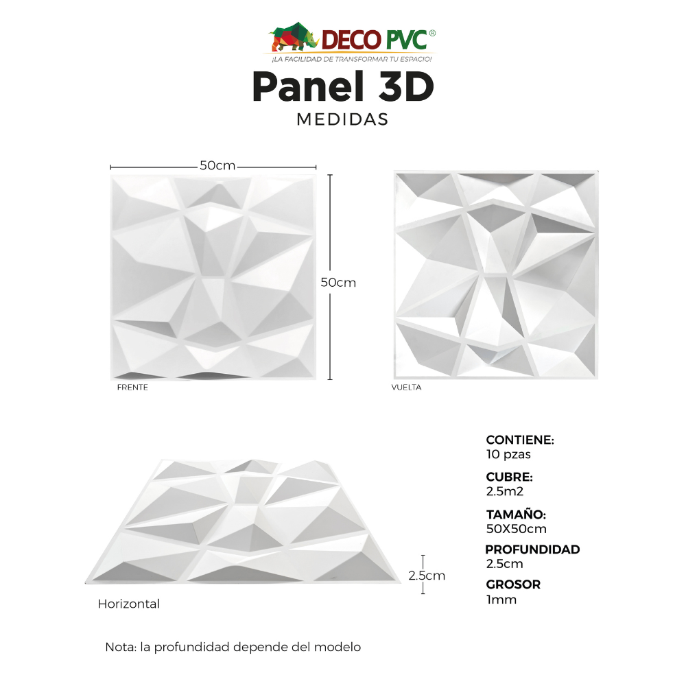 PANEL 3D -Desfase S125 / 10pzas / 50*50cm