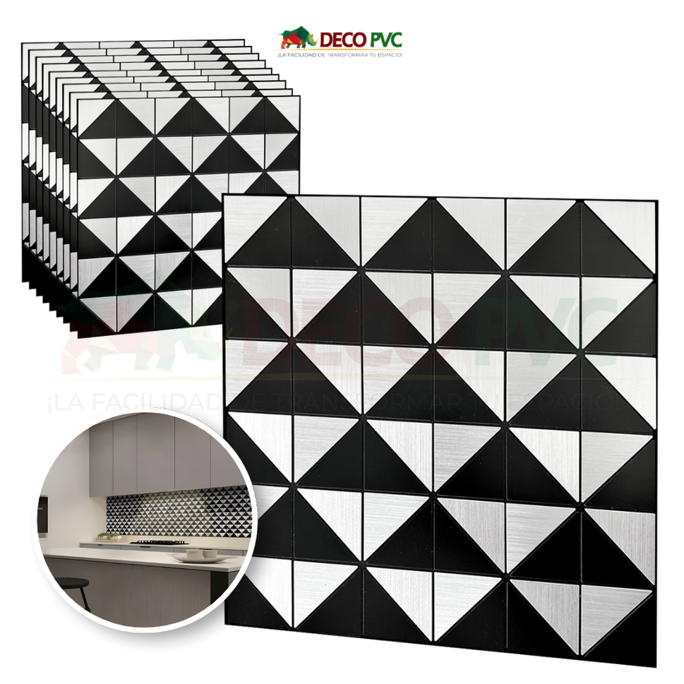 Mosaico Autoadherible Tipo Acero - DECOFILM® / 11pzas / 30*30cmMP001 Pirámide Mixta