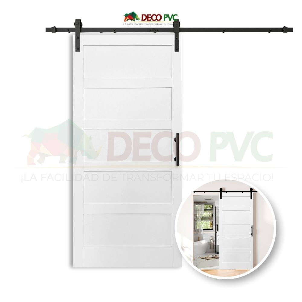 Puerta corrediza tipo granero de MDF con Riel de Acero - Tipo Madera
