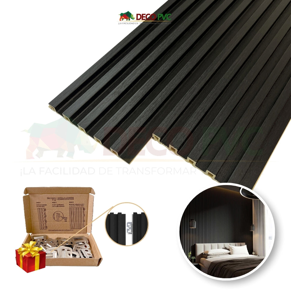 Decoslat Lambrin Plus / 10pzas / 1m*17cmLB004 Madera Ebano