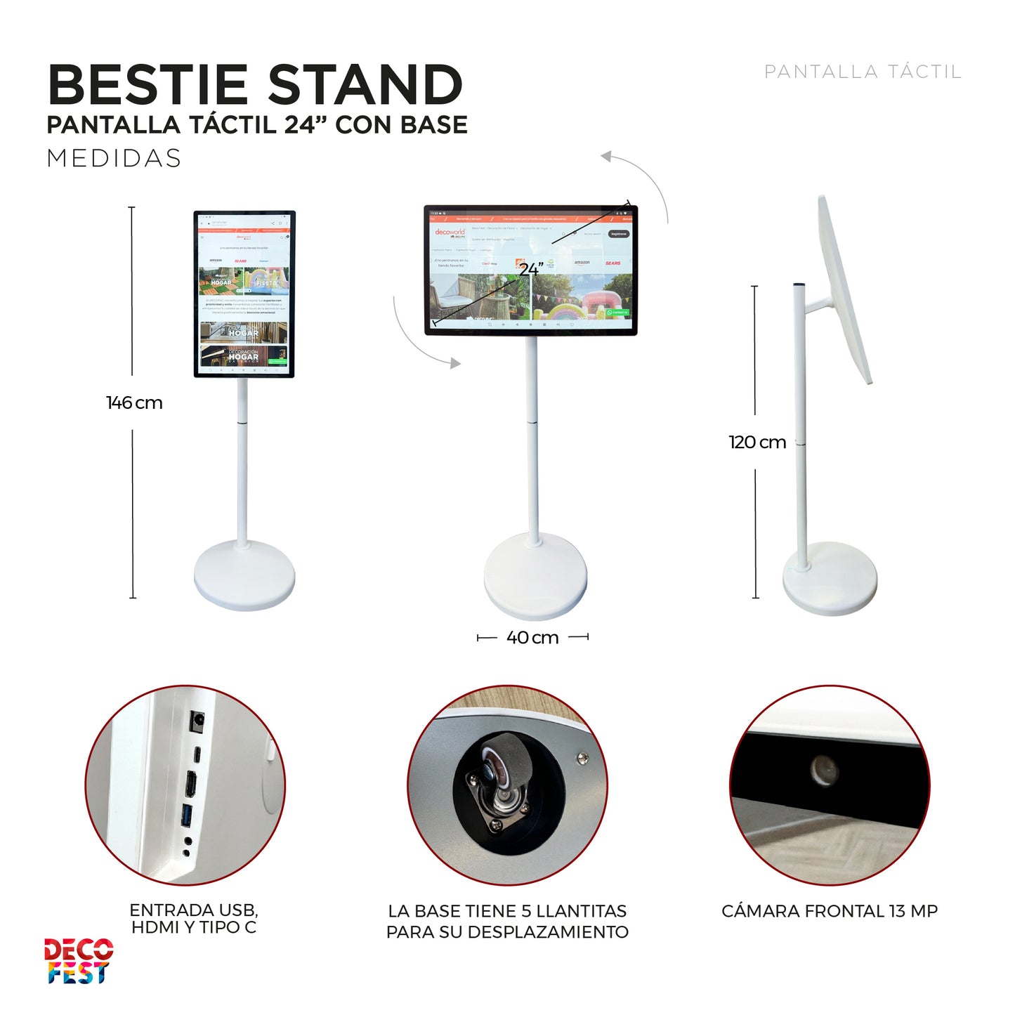 Bestie Stand - Pantalla Táctil 24” con Base