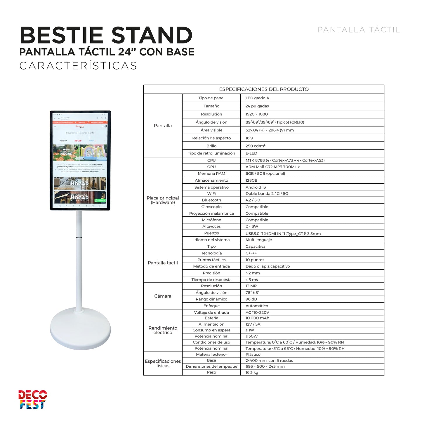 Bestie Stand - Pantalla Táctil 24” con Base